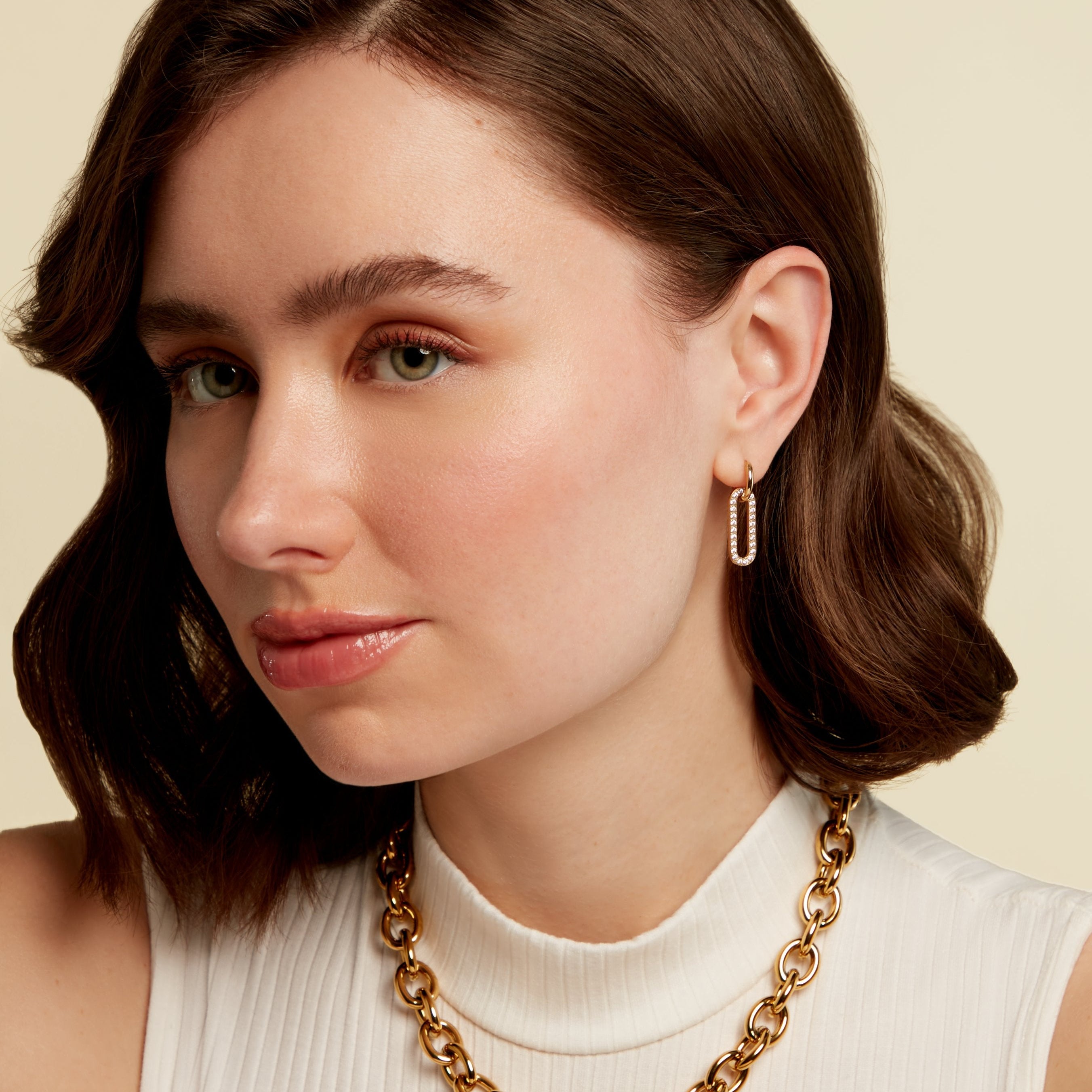 Oval Golden Creole Earrings – Sparkle