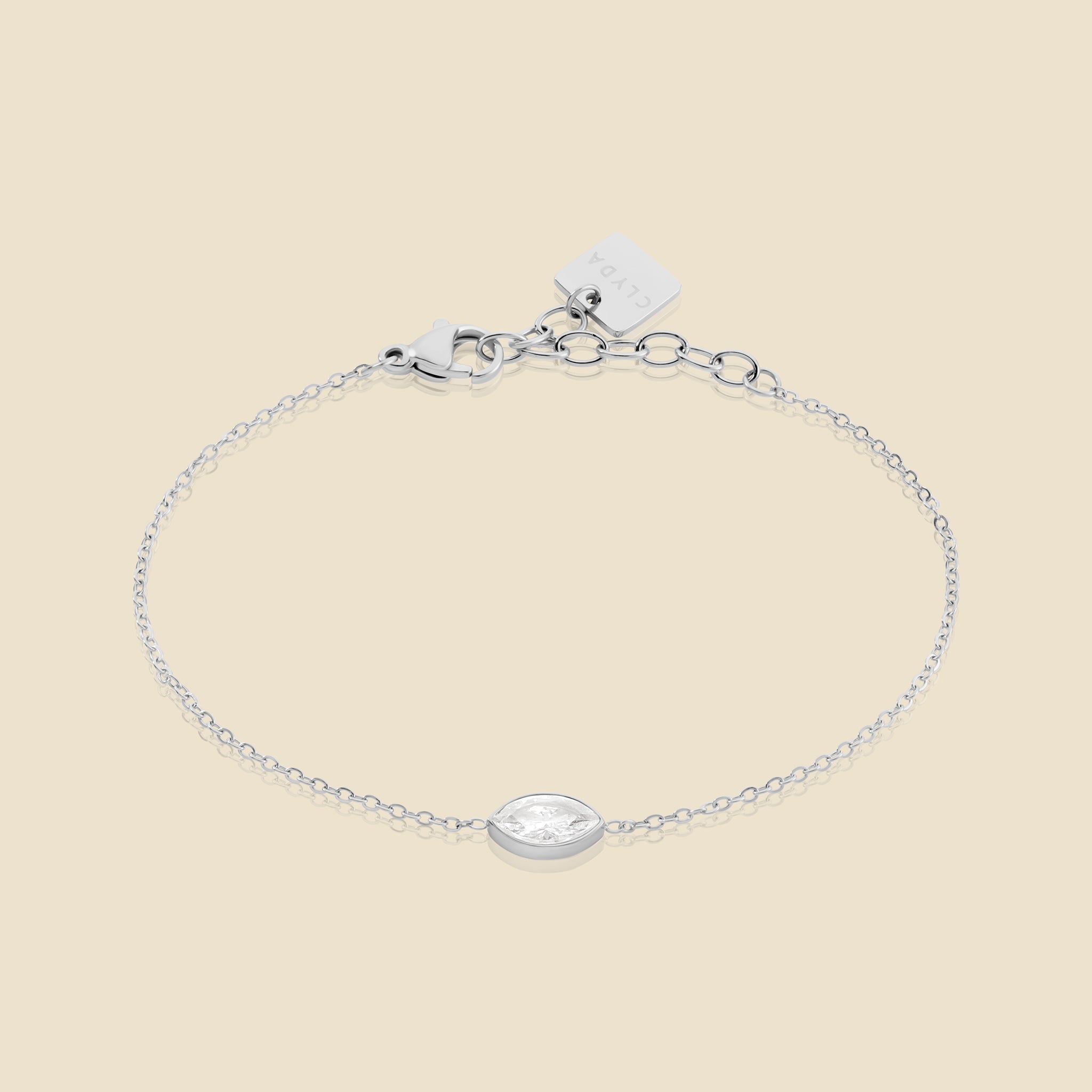 Silver-plated bracelet with white stone – Petal