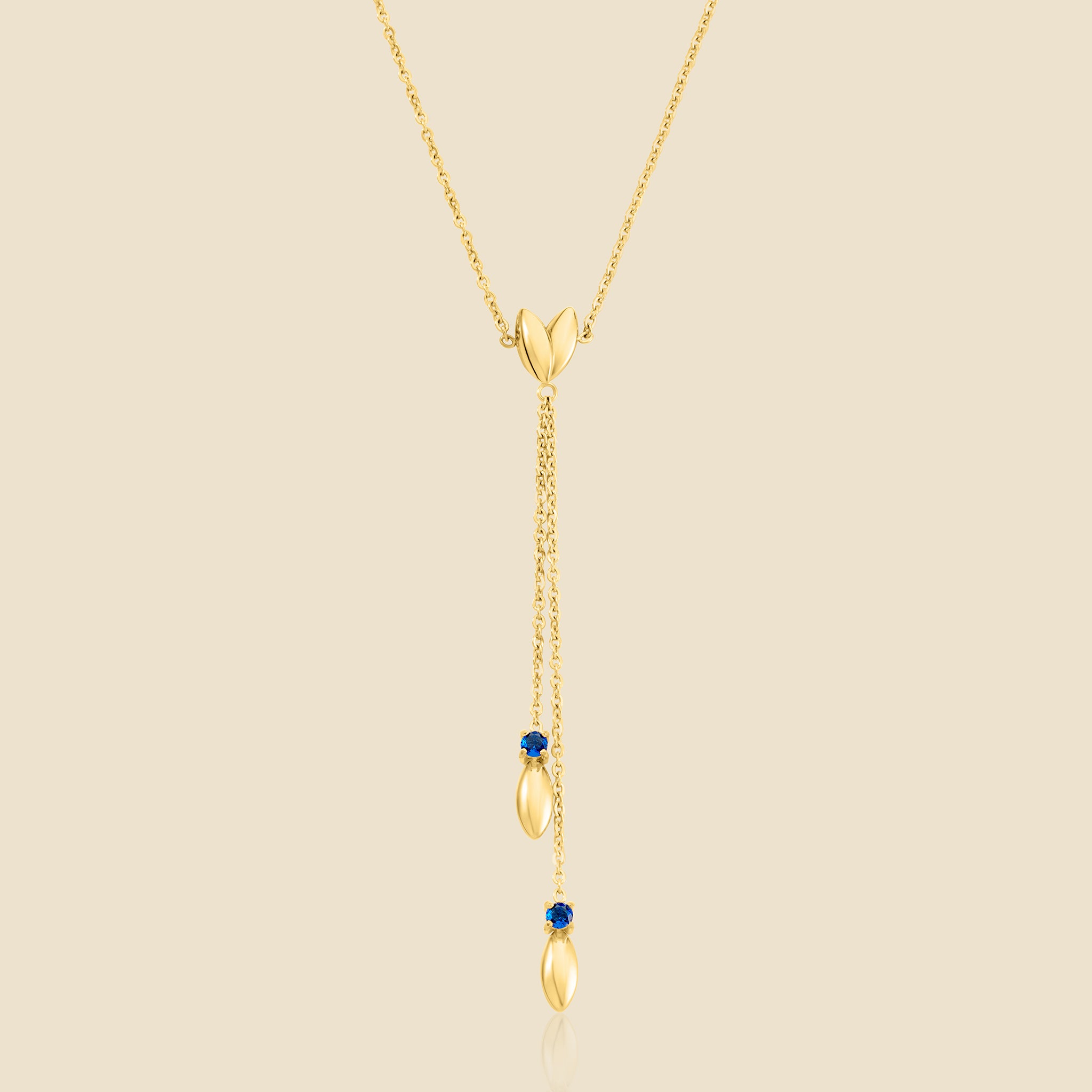 Gold-plated necklace with blue crystal – Petal