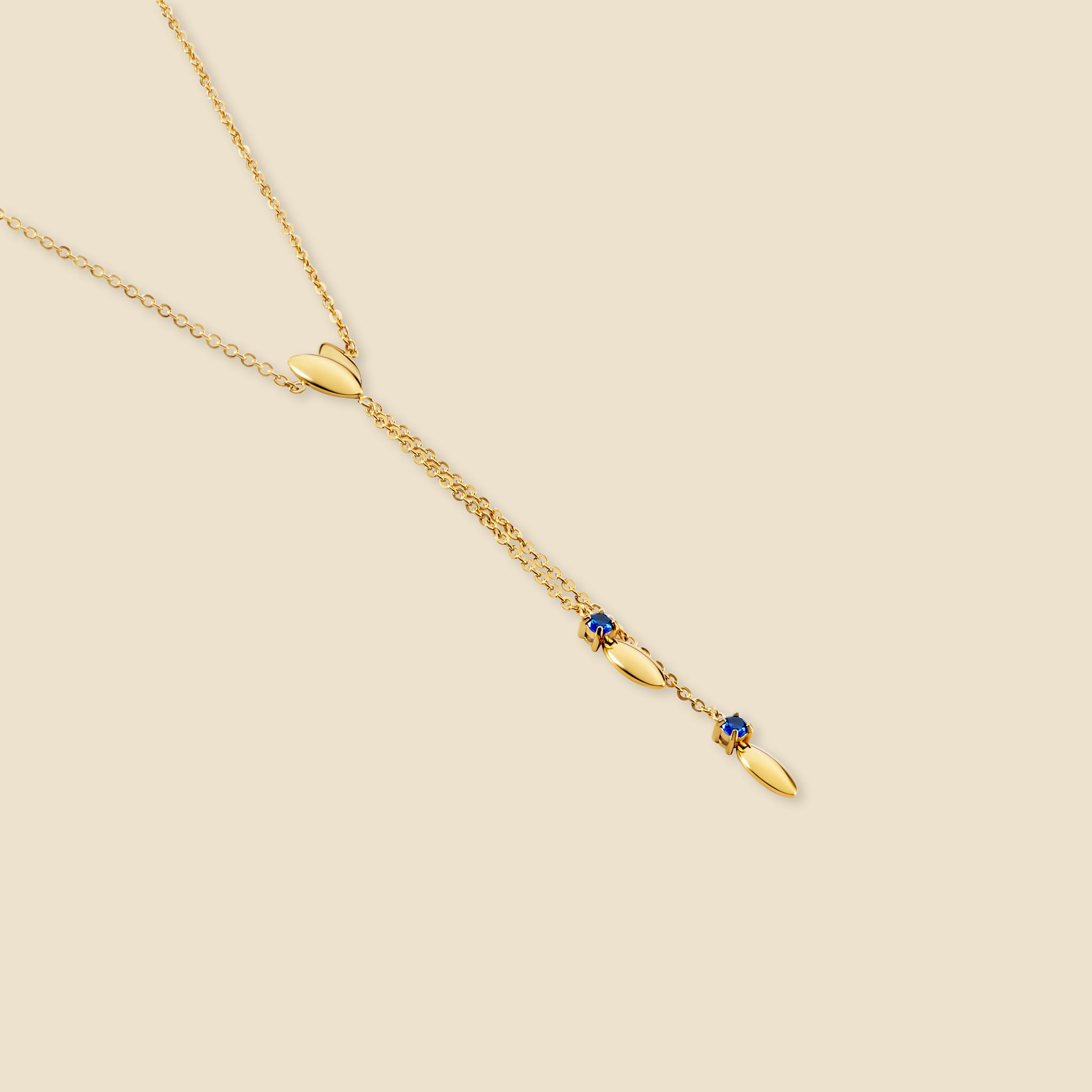 Gold-plated necklace with blue crystal – Petal
