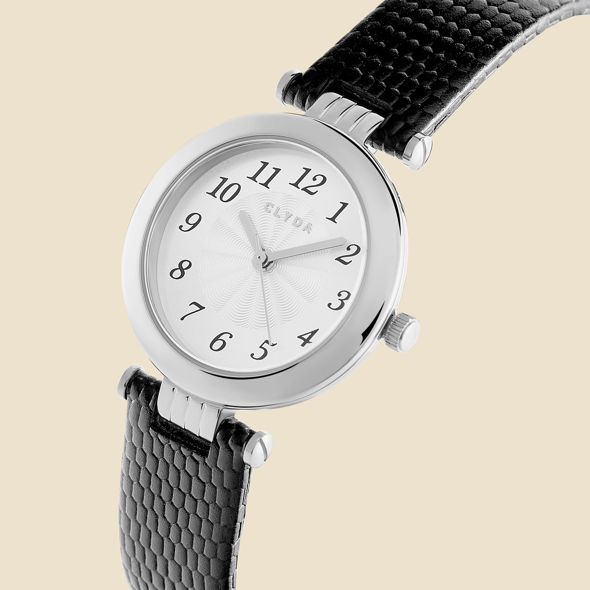 Montre Triomphe argenté cuir noir
