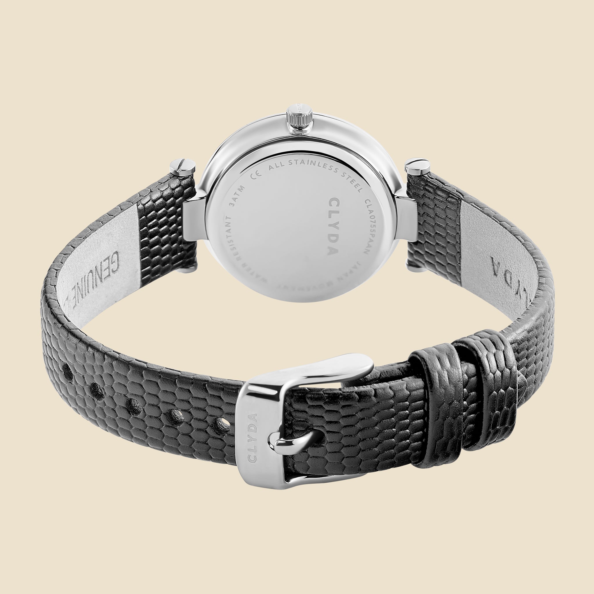Montre Triomphe argenté cuir noir