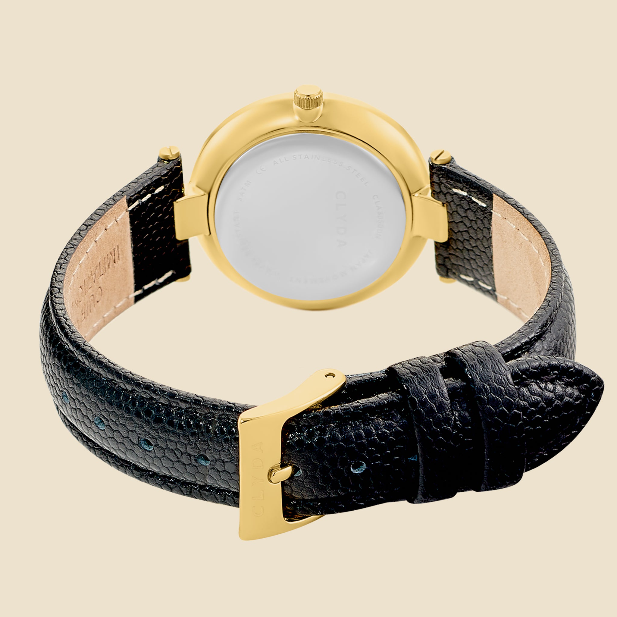 Montre Grenelle doré cuir noir