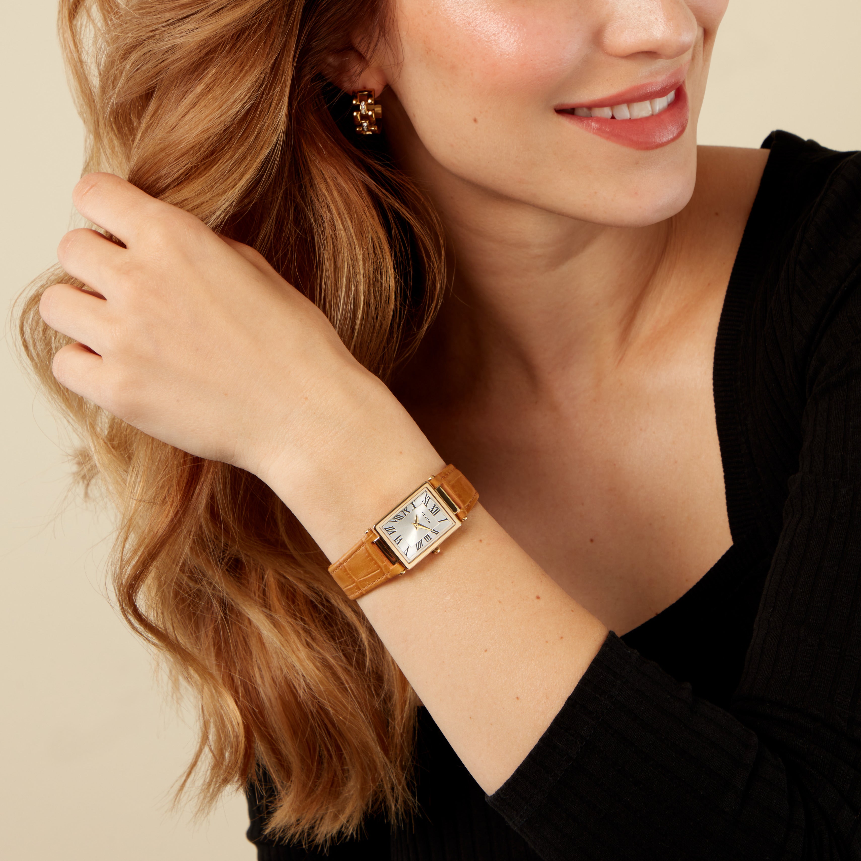 Montre Laure doré cuir marron