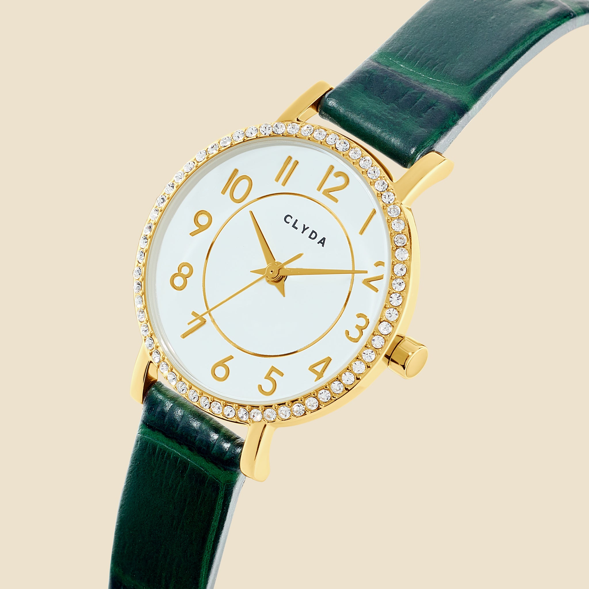 Montre Justine doré cuir vert