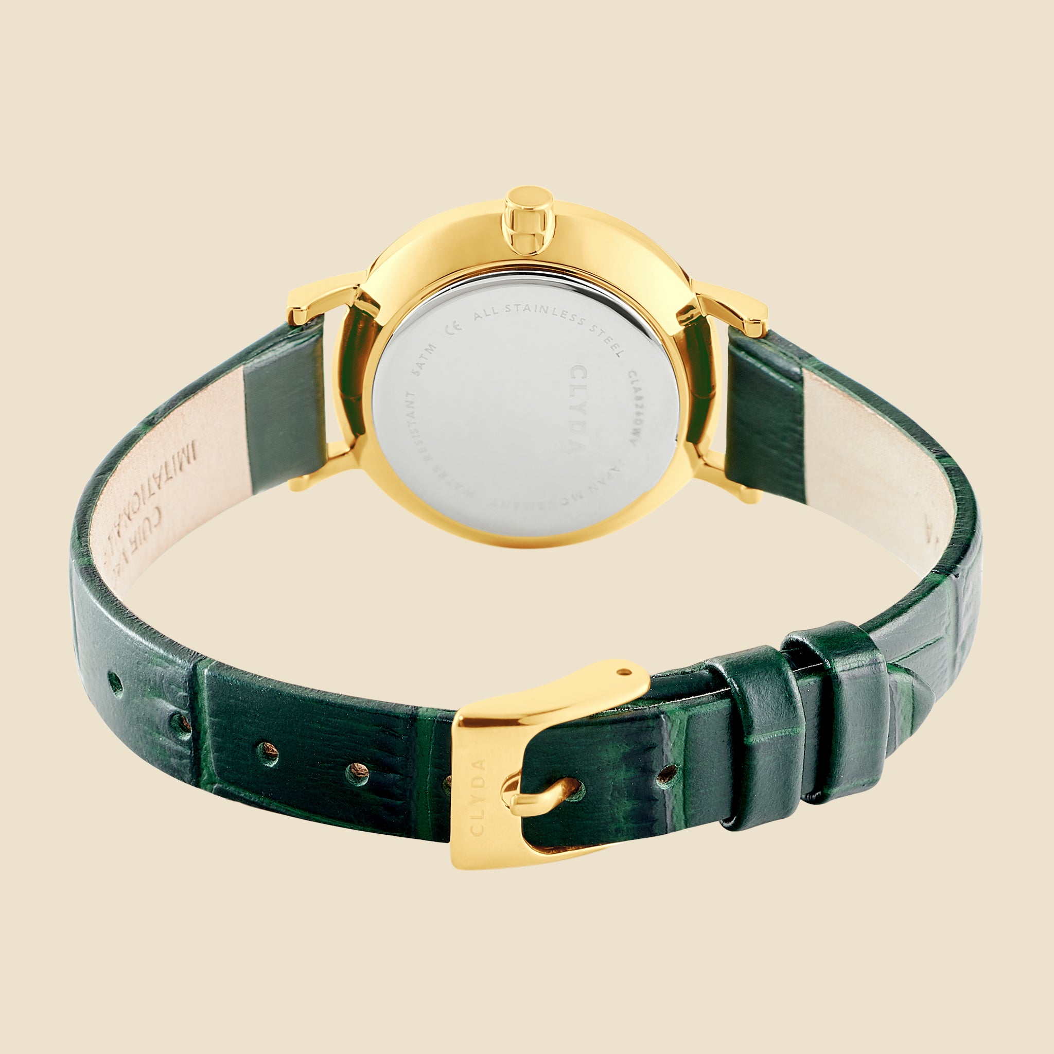Montre Justine doré cuir vert