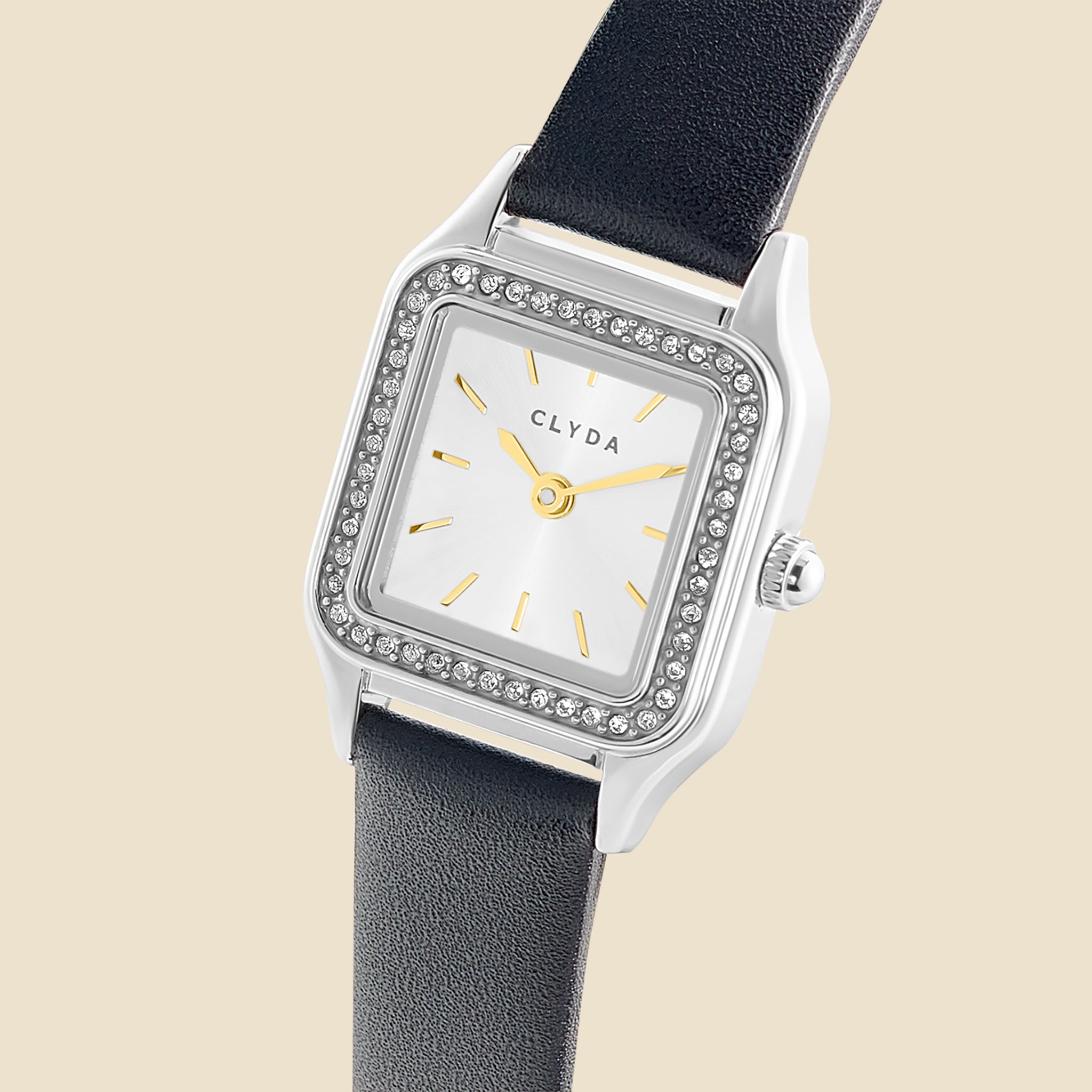 Montre Serena argent cuir noir