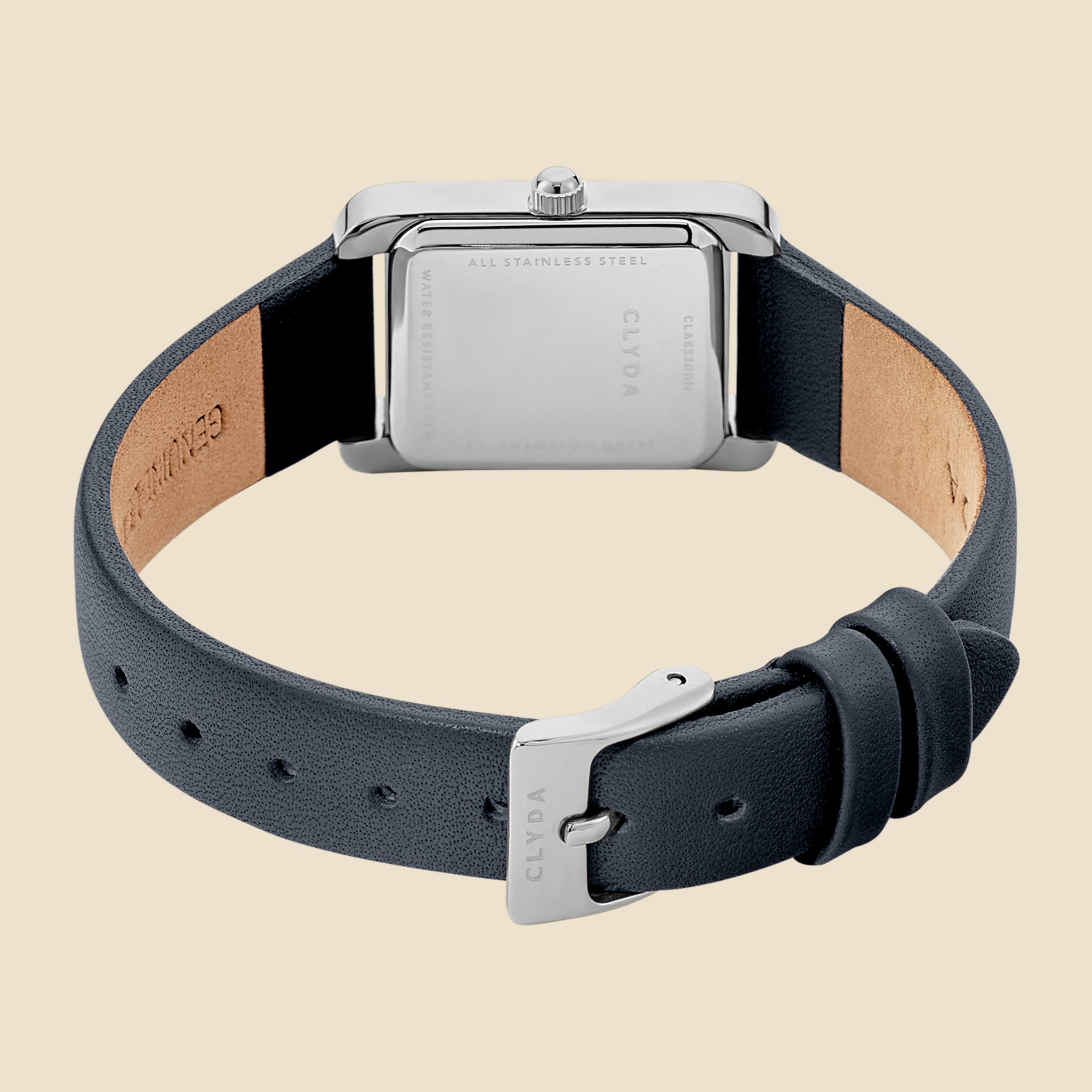 Montre Lalie argenté cuir noir
