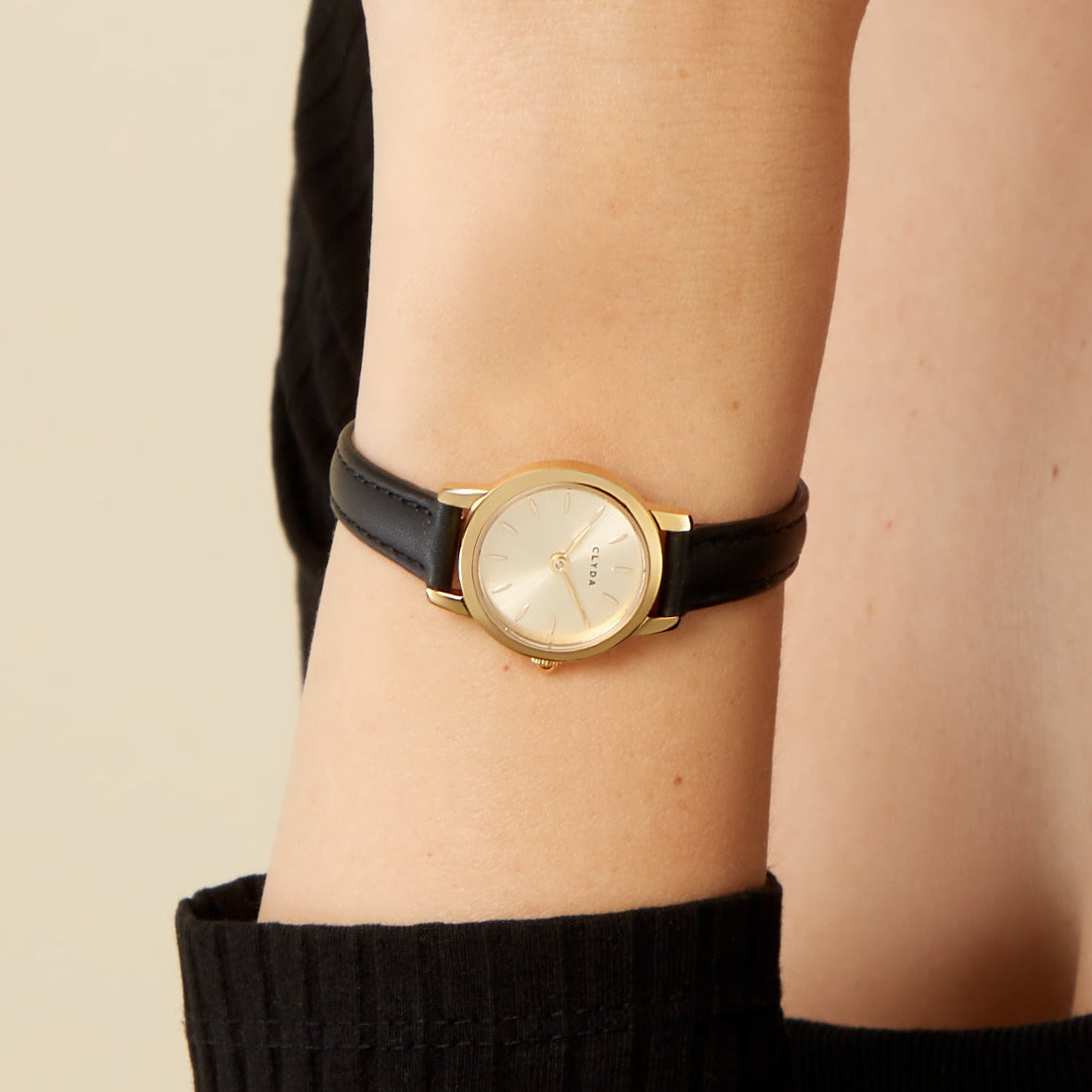 Emma gold watch with black leather