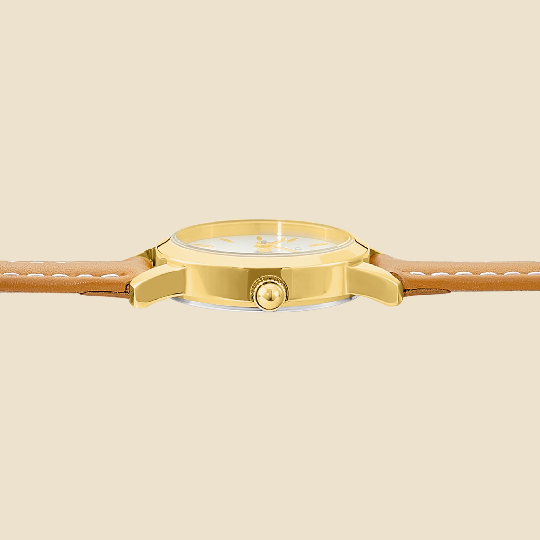 Montre Emma doré cuir marron