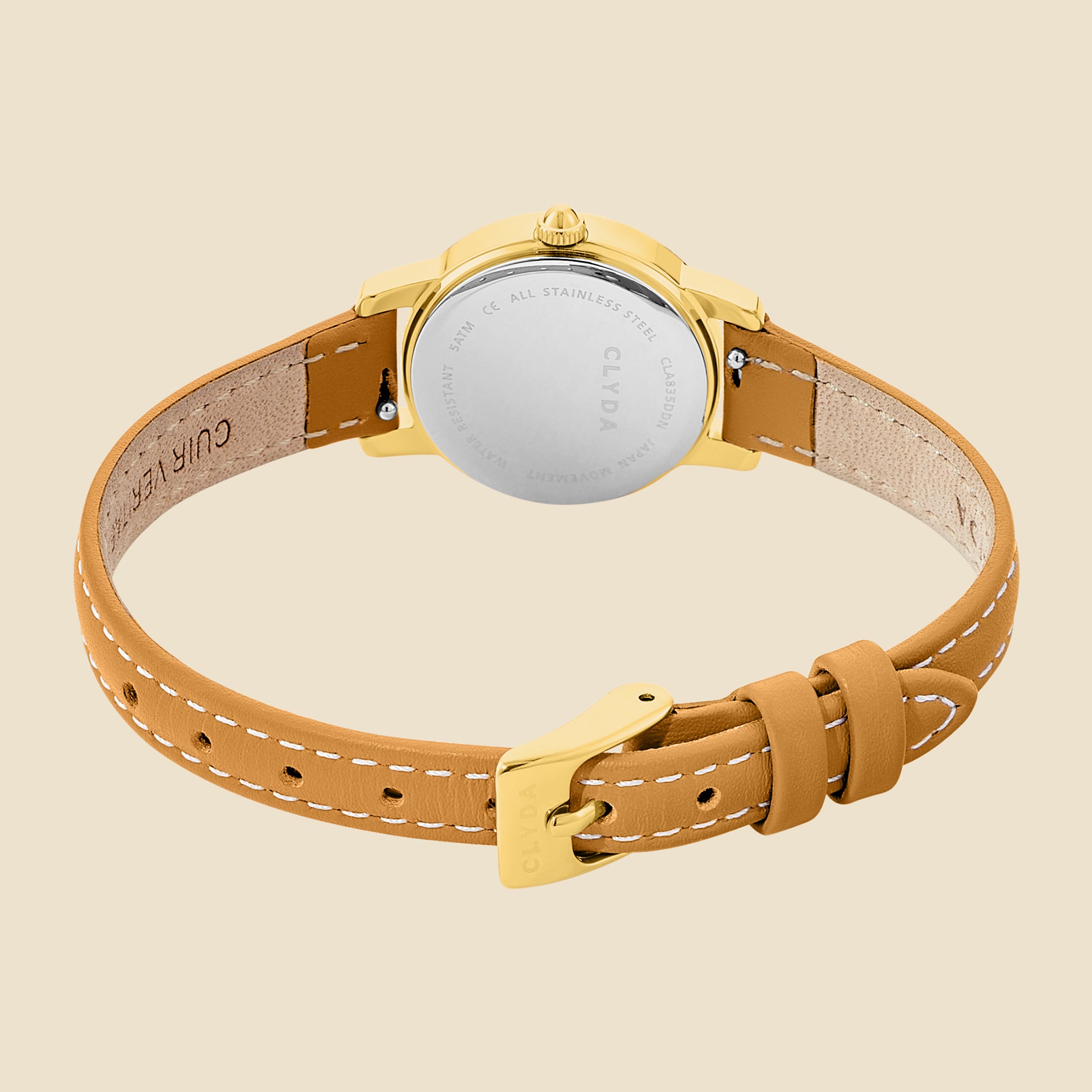 Montre Emma doré cuir marron