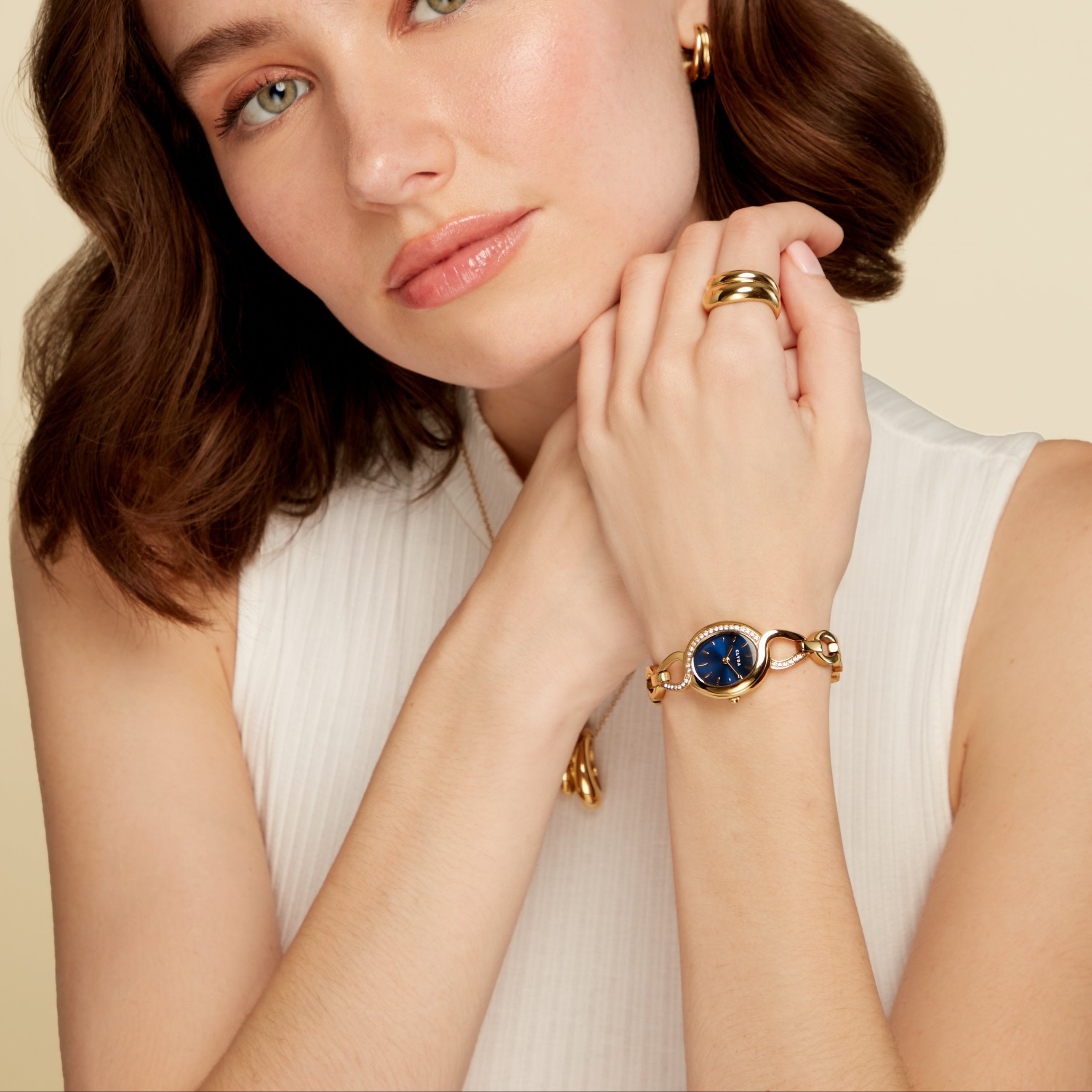 Montre dorée bleu – Sylvie