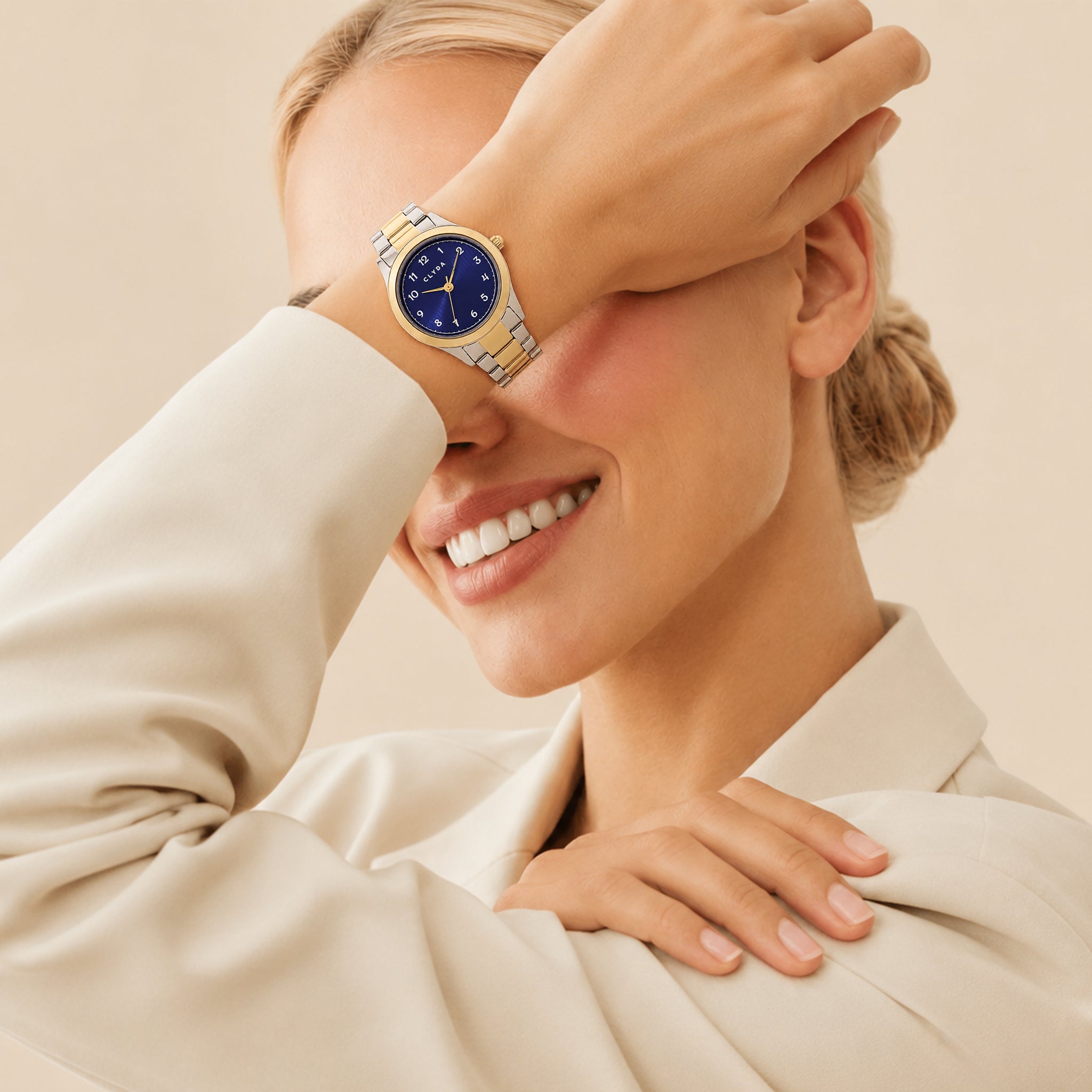 Montre dorée cadran bleu - Inès