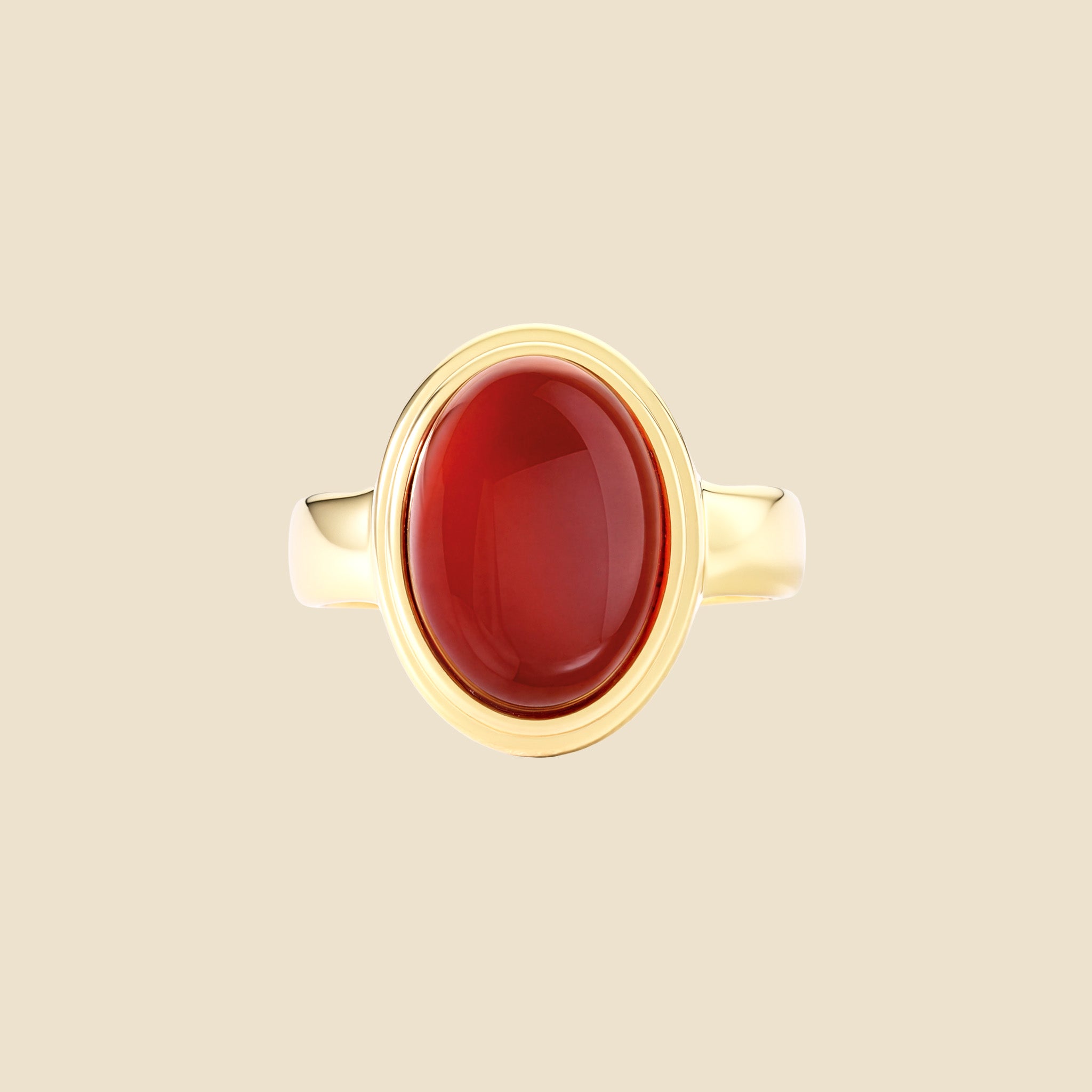 Bague dorée agate rouge - Mémoire