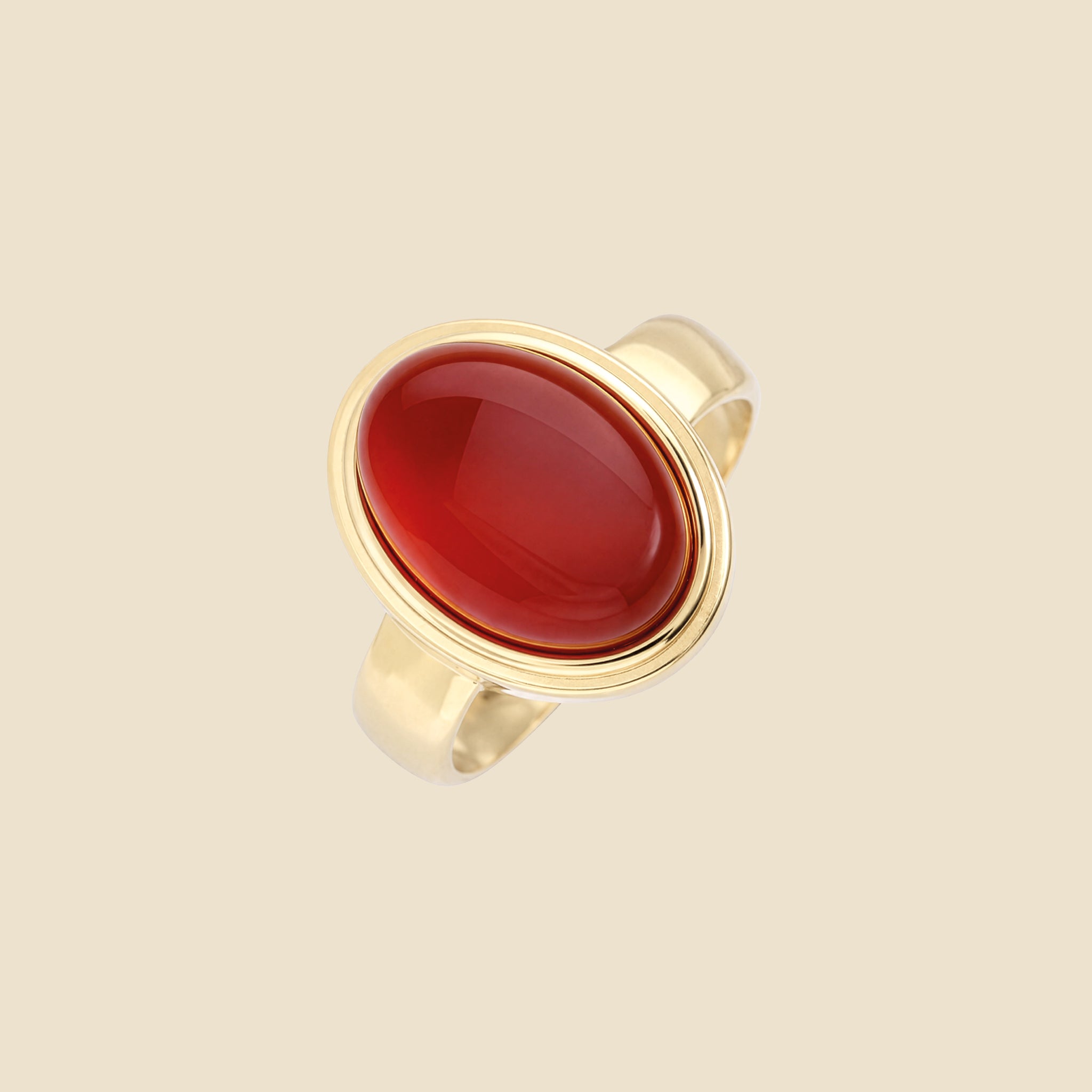 Bague dorée agate rouge - Mémoire