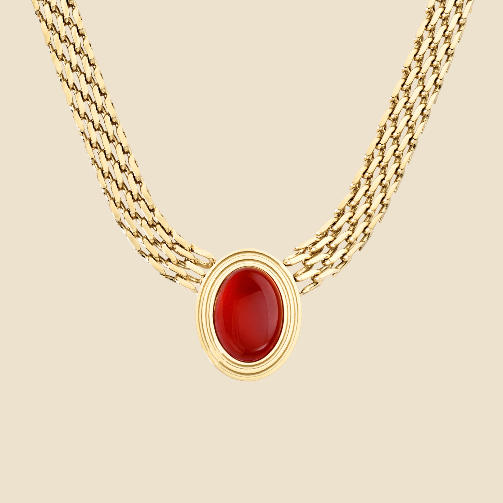 Collier doré agate rouge - Mémoire