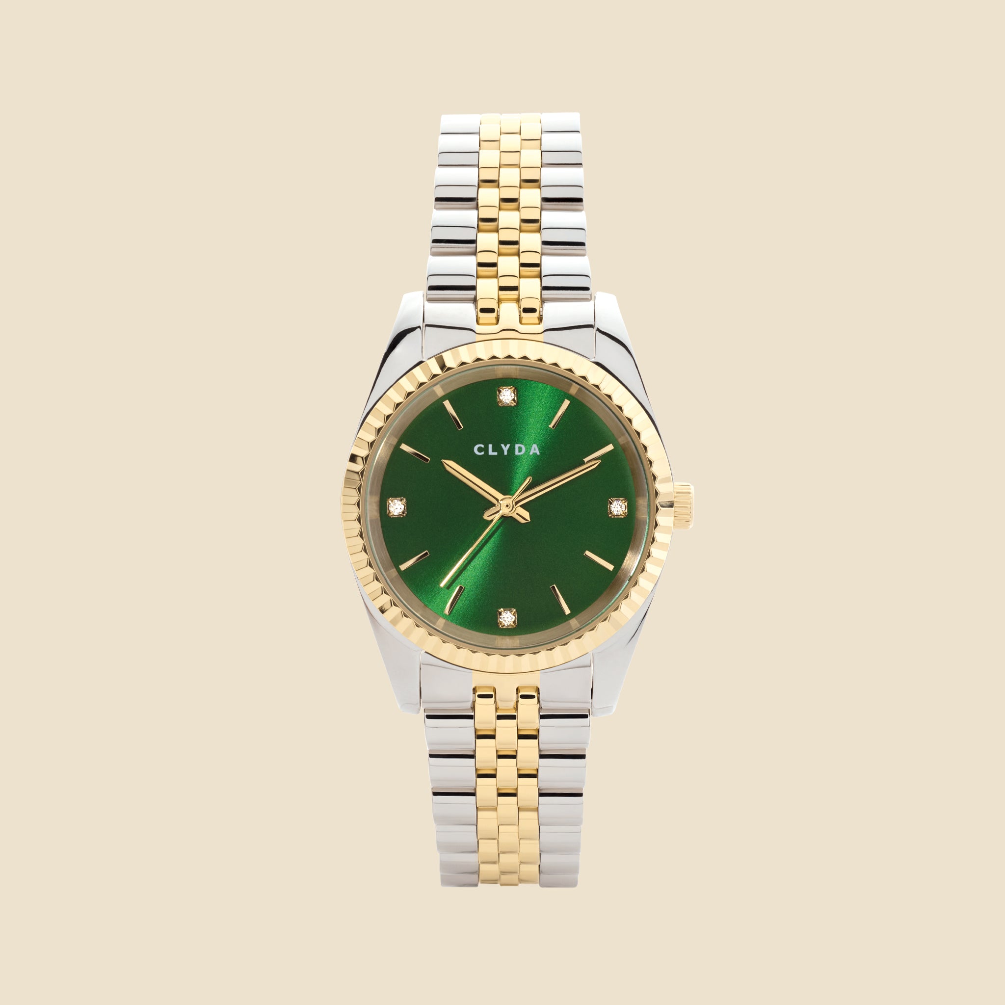 Montre bicolore cadran vert M - Lucie