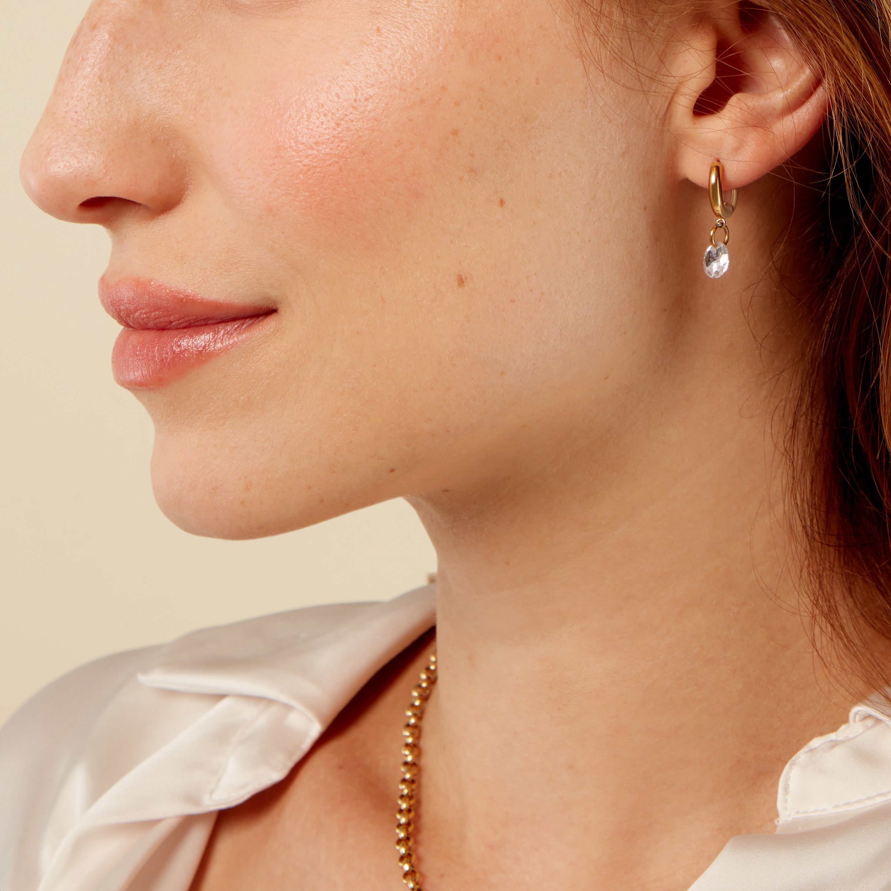 Boucles d’oreilles Charme doré crystal