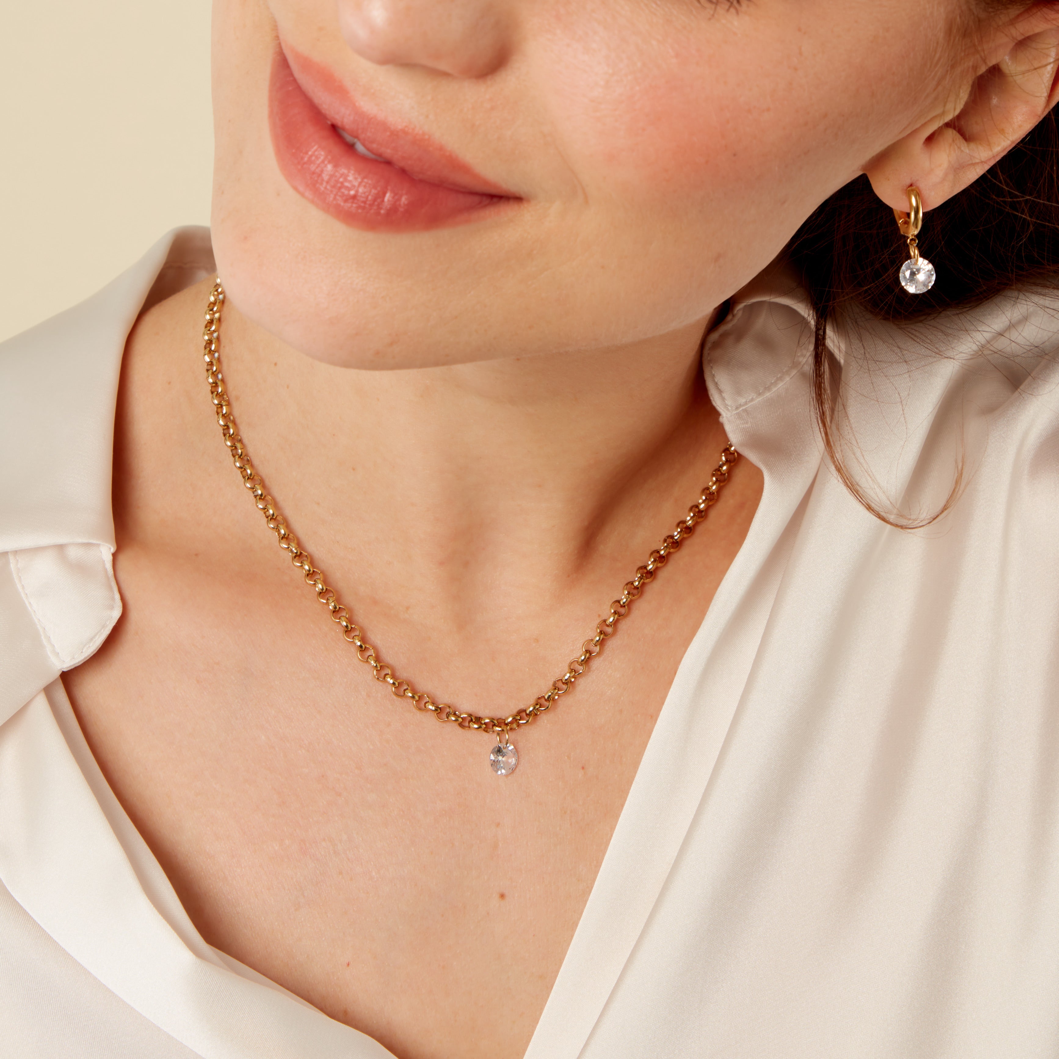 Collier Charme doré cystal