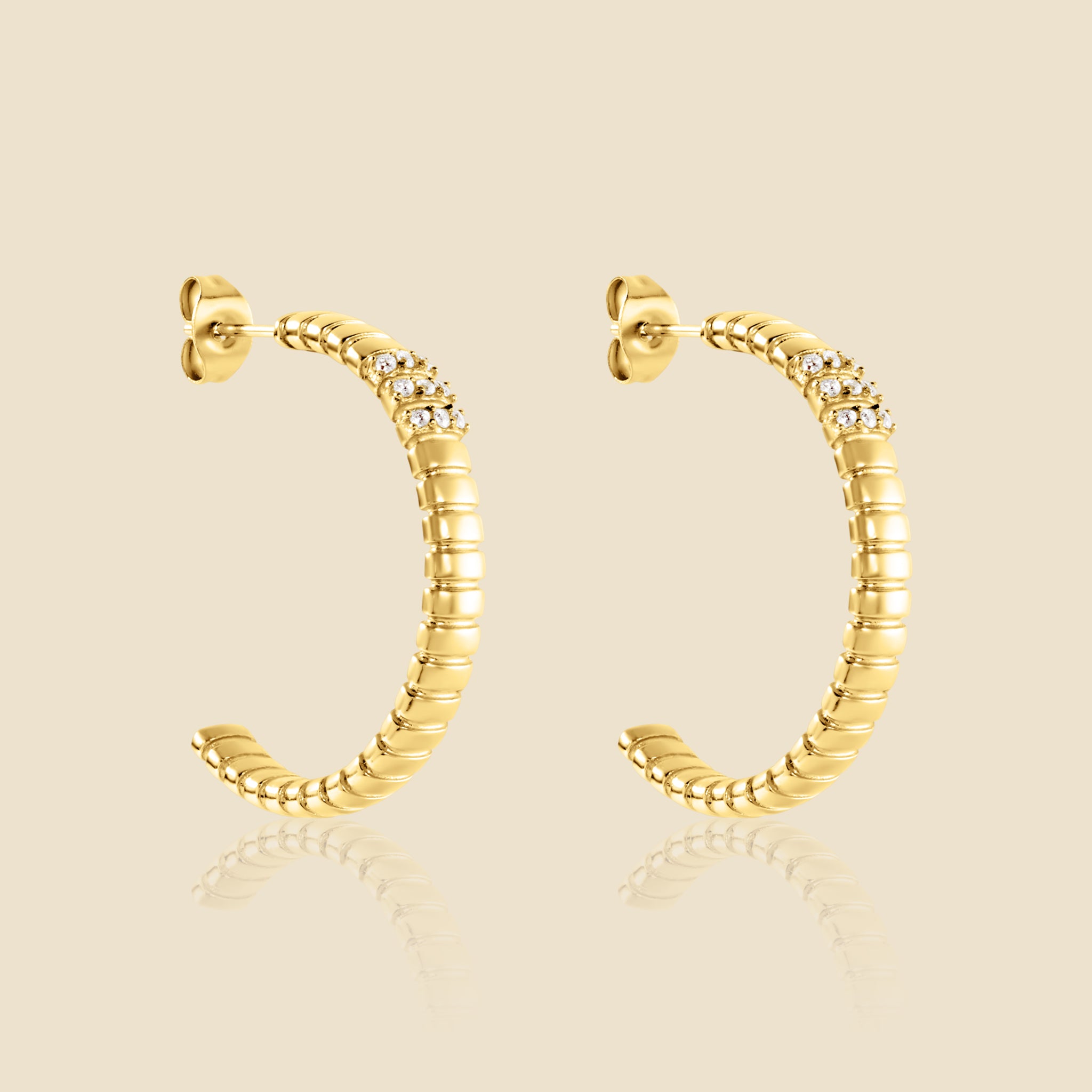 Round gold-plated earrings – Memory 