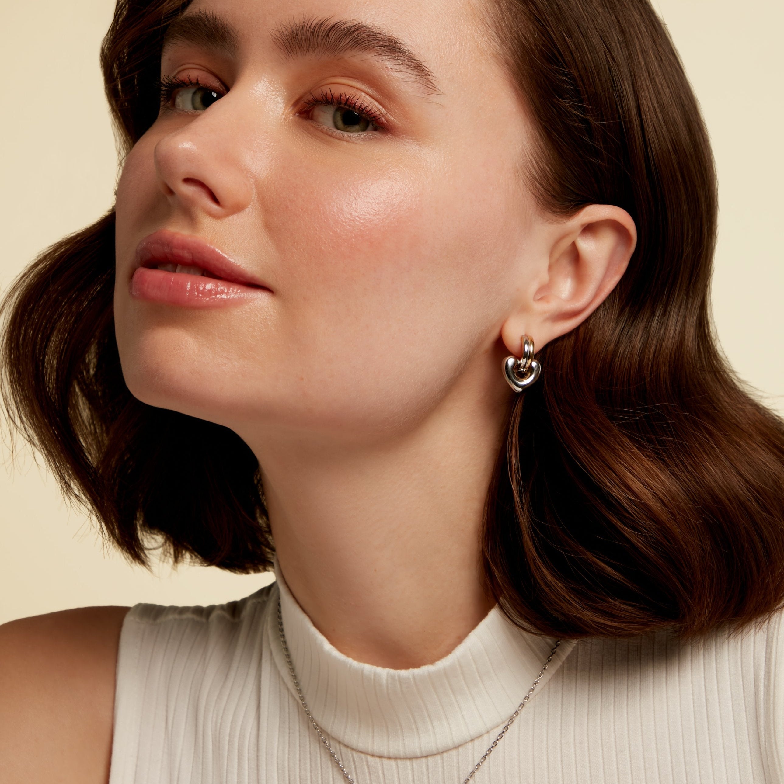 Two-tone heart hoop earrings - Duo