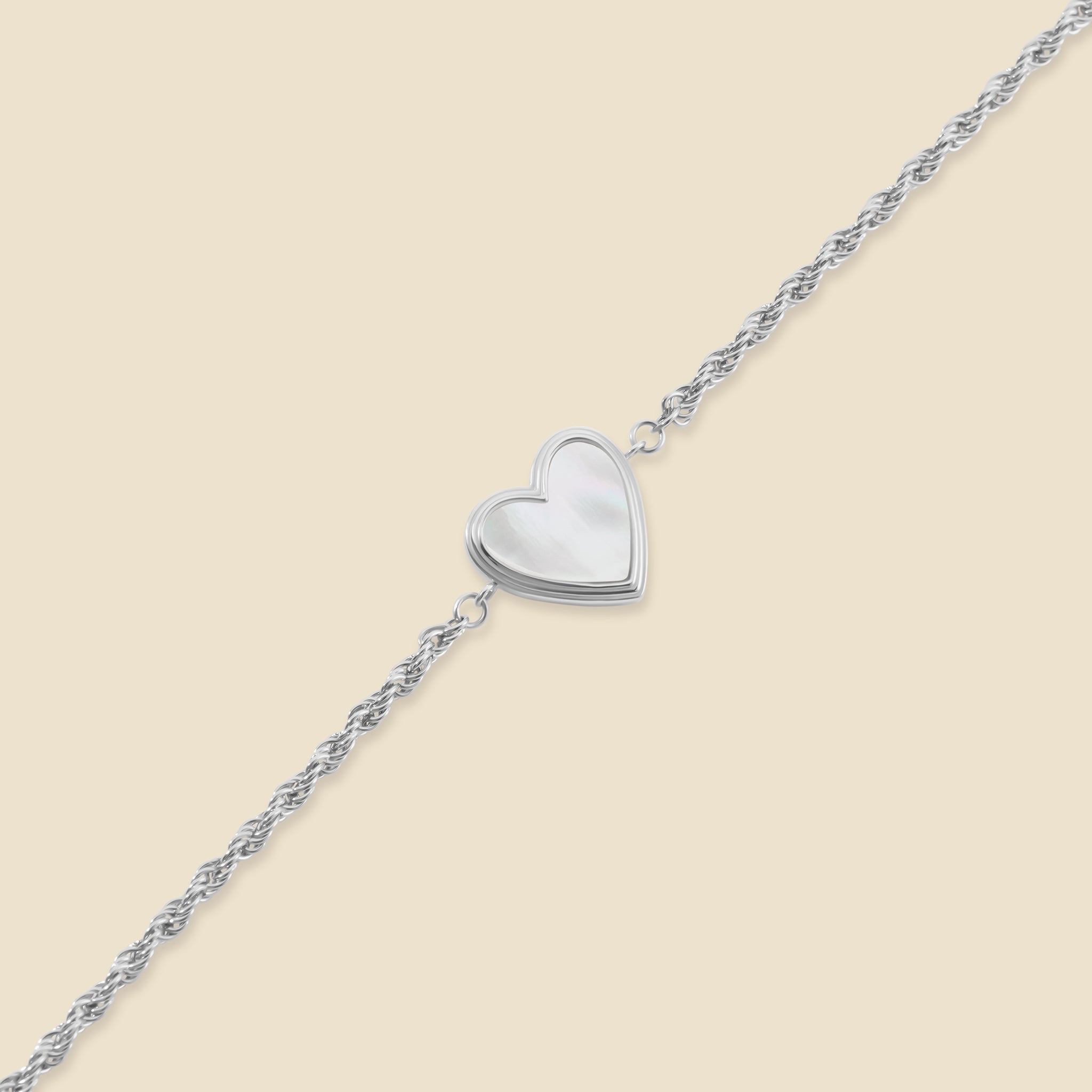 Silver-plated Mother of Pearl Bracelet – Heart