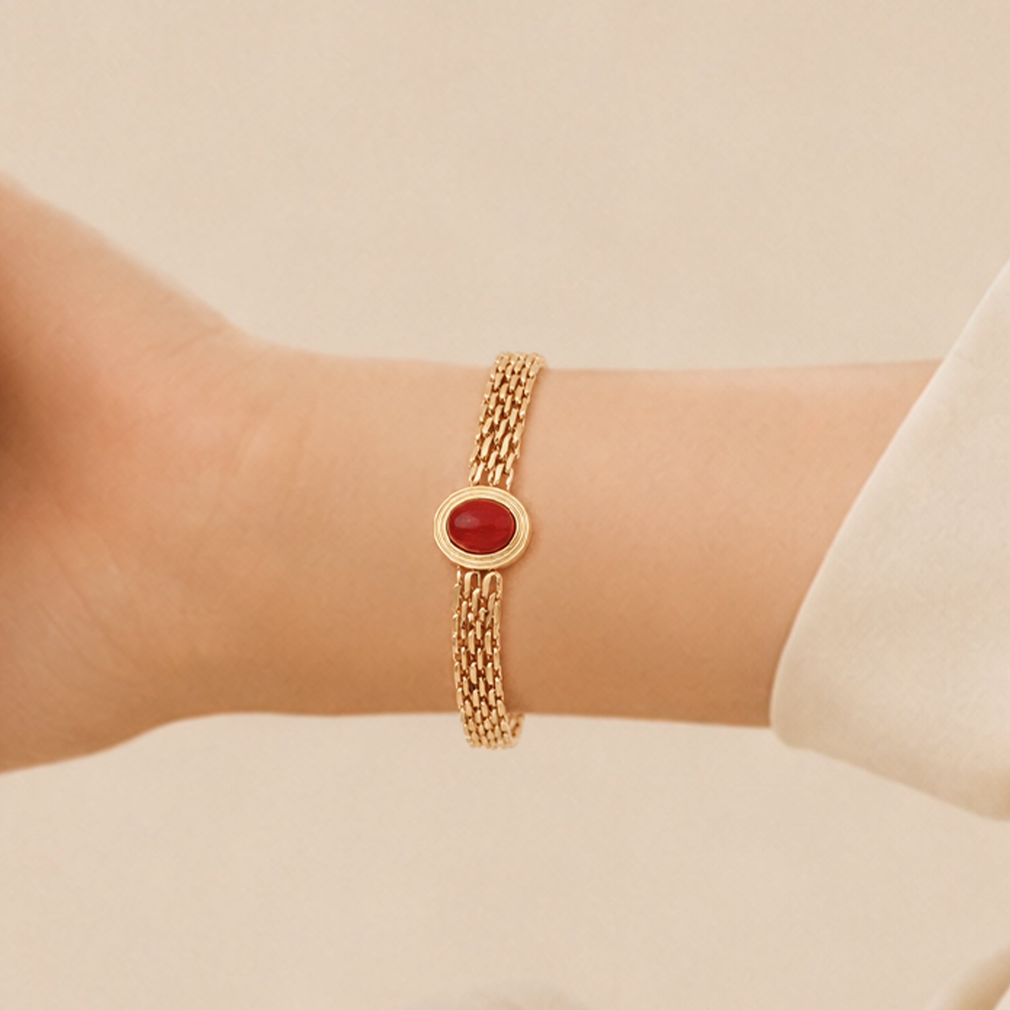 Bracelet doré agate rouge - Mémoire