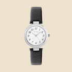 Silver-plated black leather strap watch – Triomphe