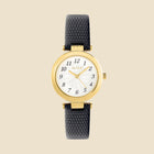 Gold-plated black leather strap watch - Triomphe