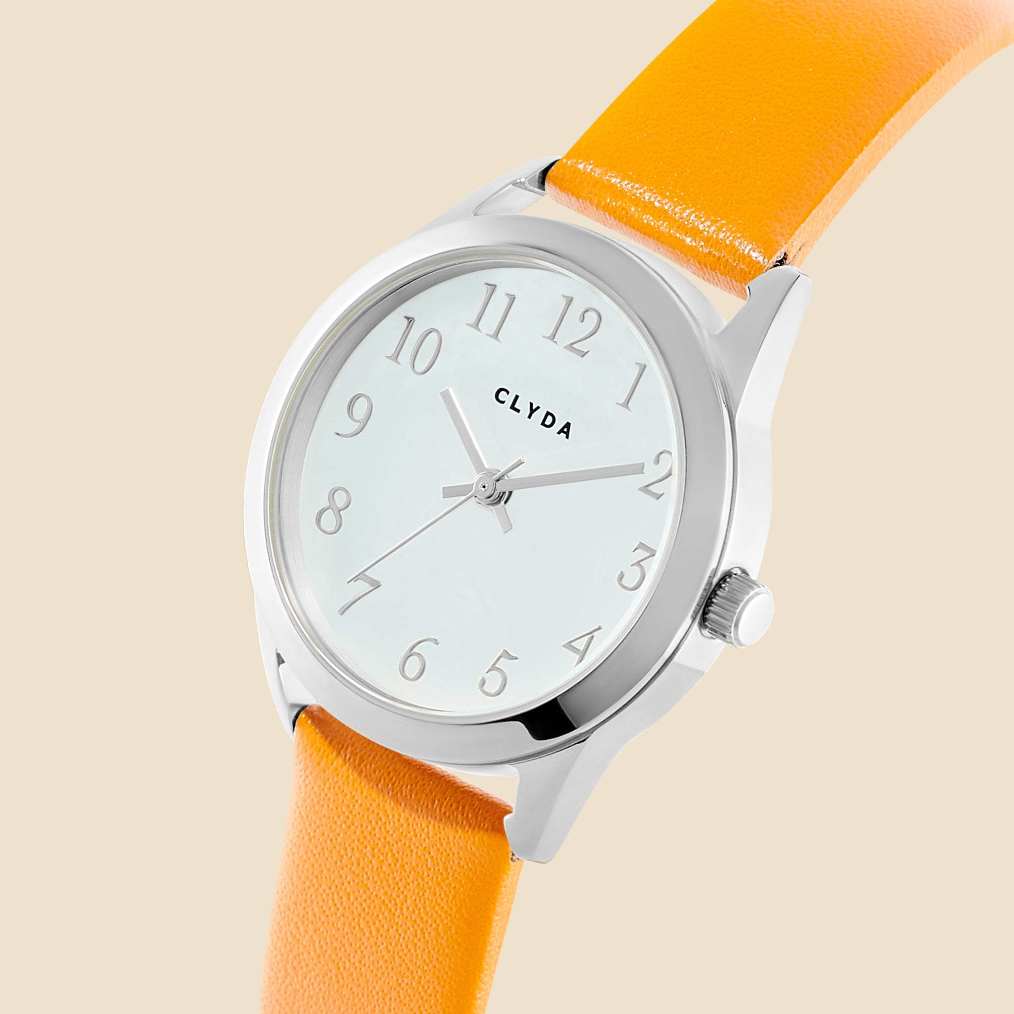 Montre Jeannie argenté cuir orange