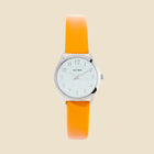 Silver watch with orange leather strap – Jeannie