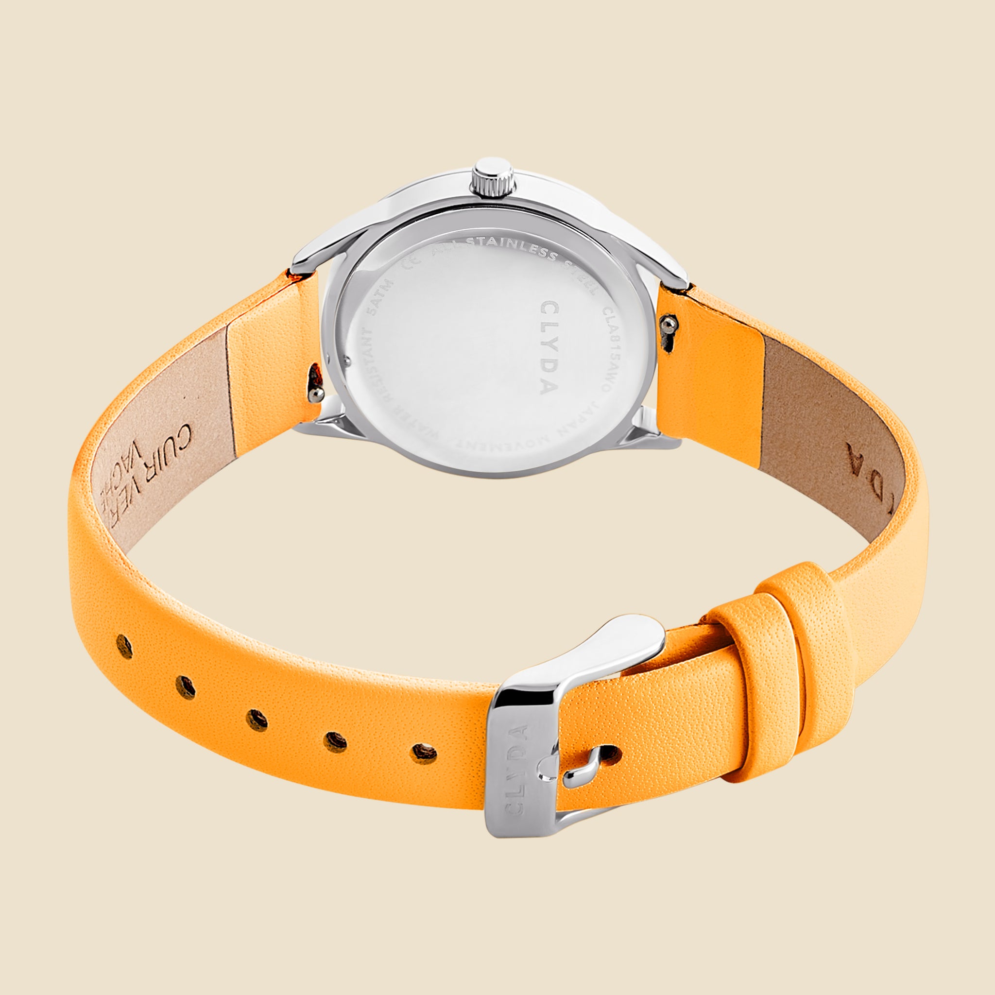 Montre Jeannie argenté cuir orange