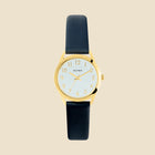 Gold watch black leather strap – Jeannie