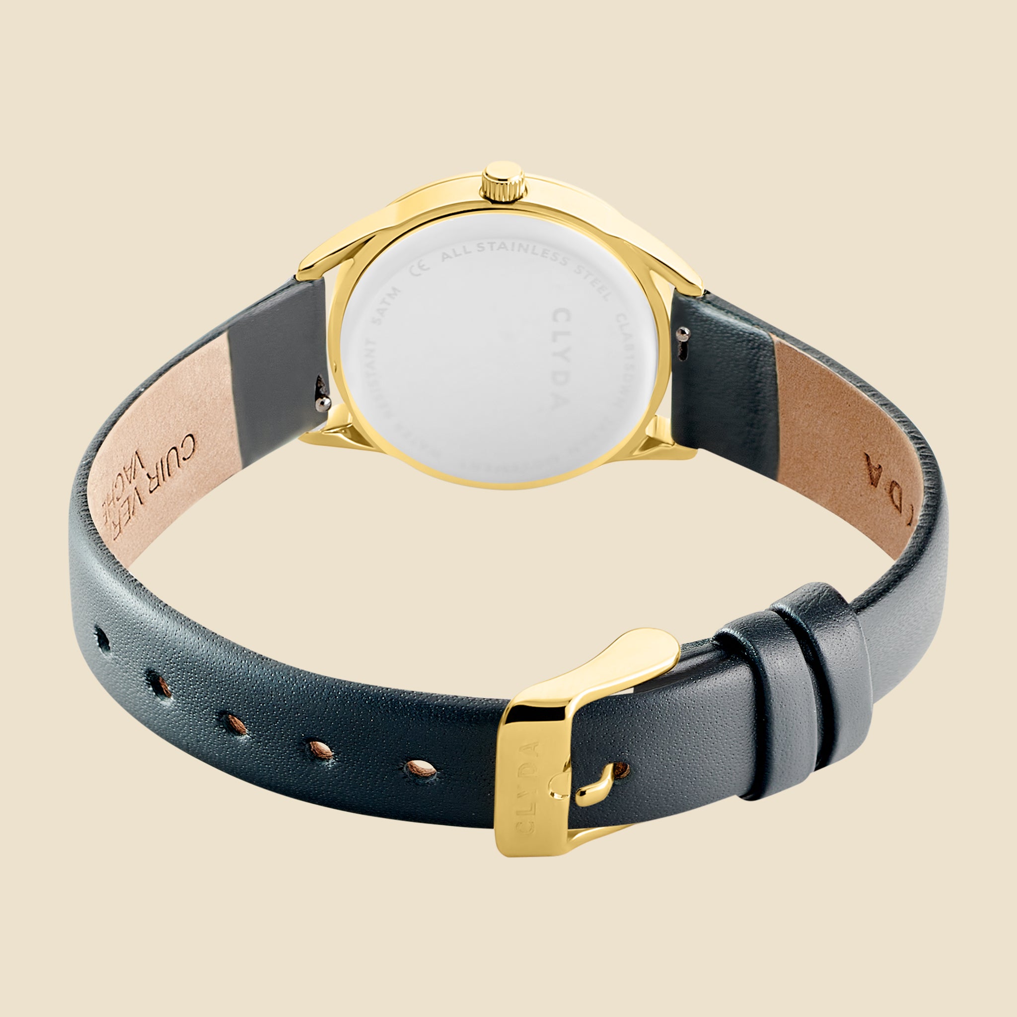 Montre Jeannie doré cuir noir