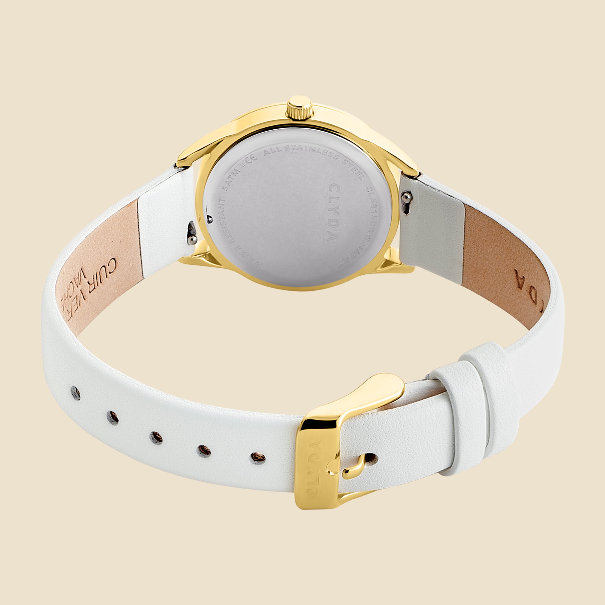 Montre Jeannie doré cuir blanc