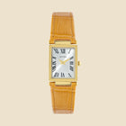 Gold watch with brown leather strap – Laure