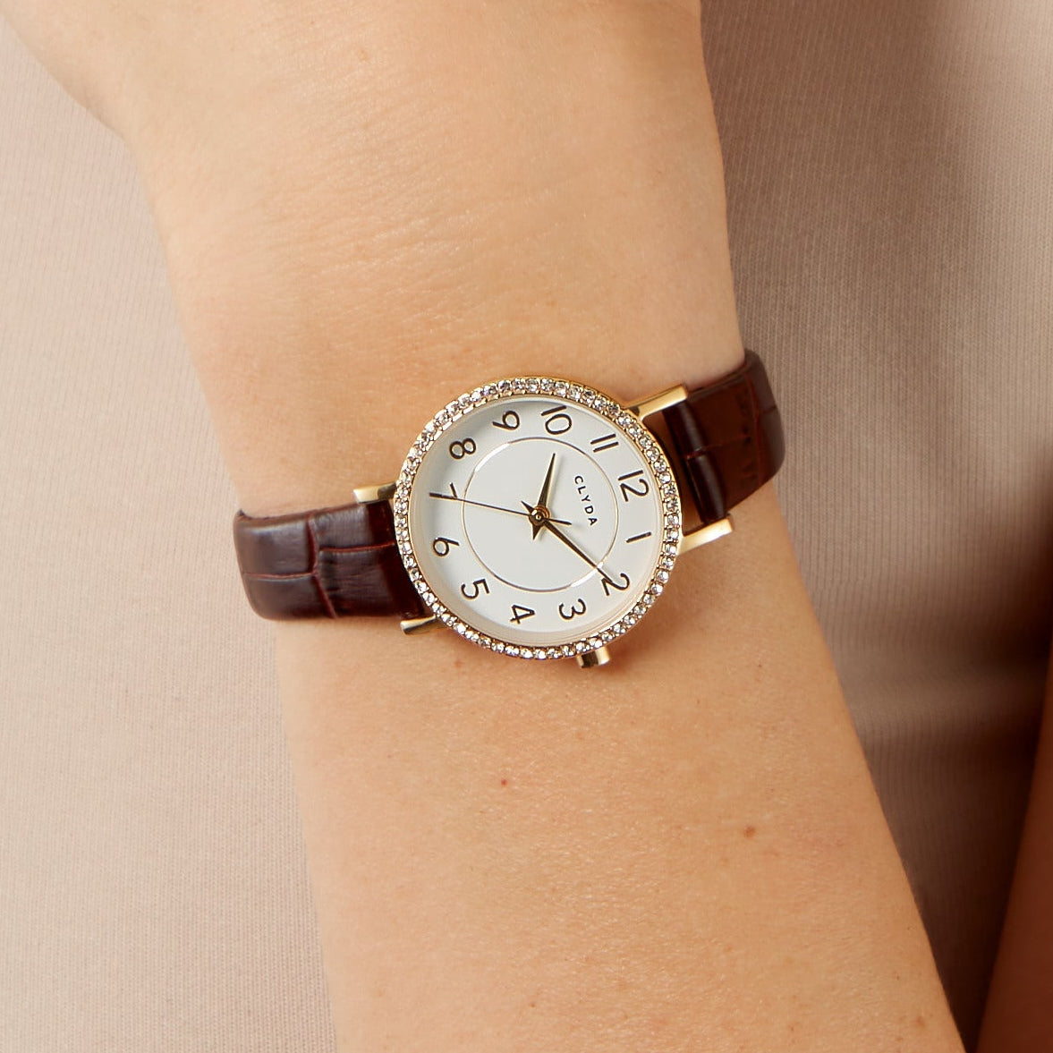 Justine gold brown leather watch