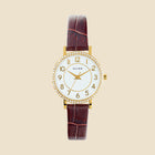 Gold watch with brown leather strap – Justine