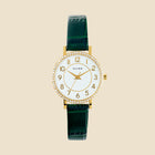 Gold watch with a green leather strap – Justine