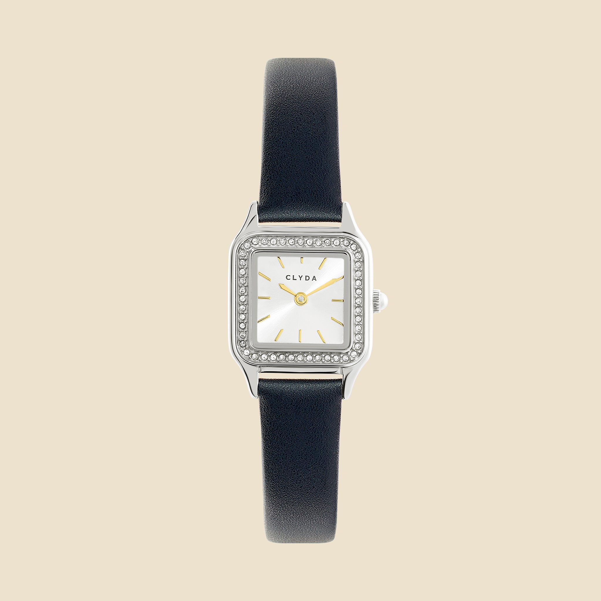 Montre Serena argent cuir noir