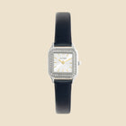 Silver watch with black leather strap – Serena