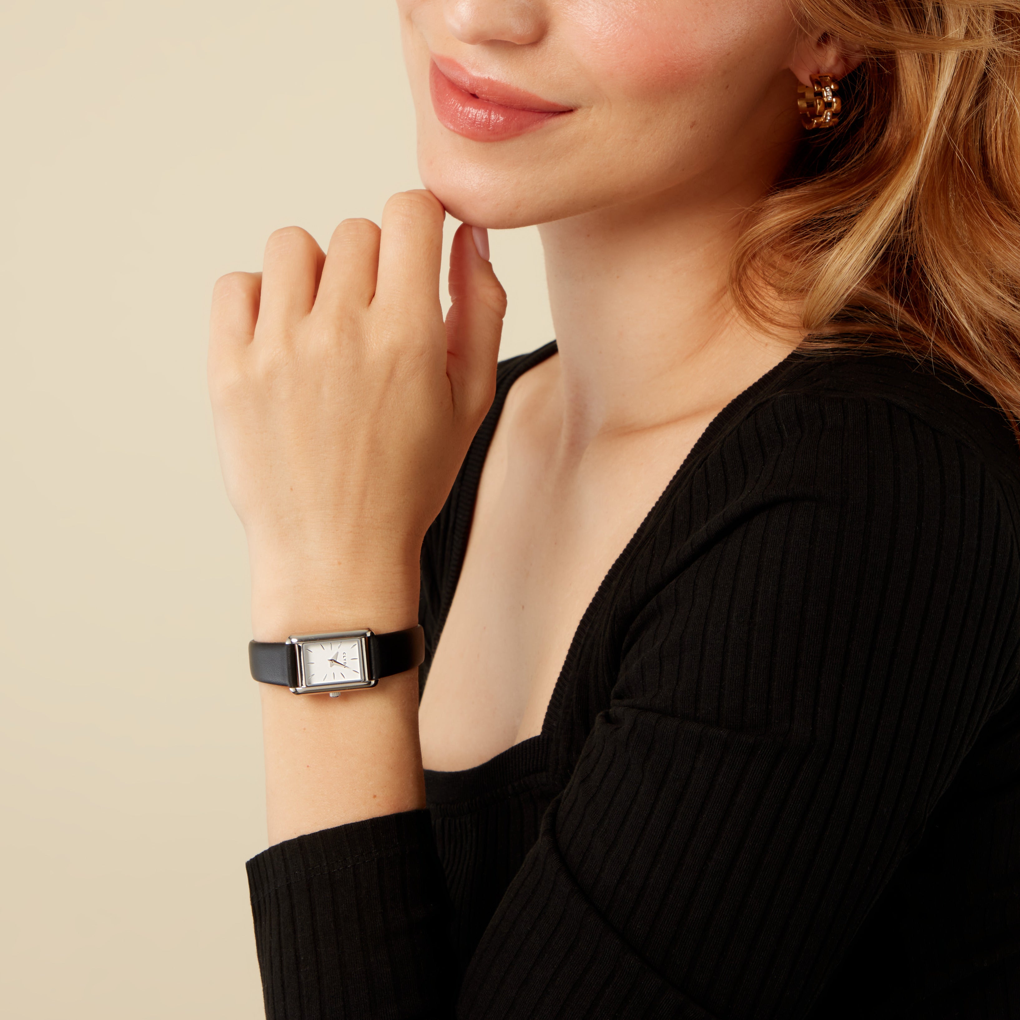 Montre Lalie argenté cuir noir