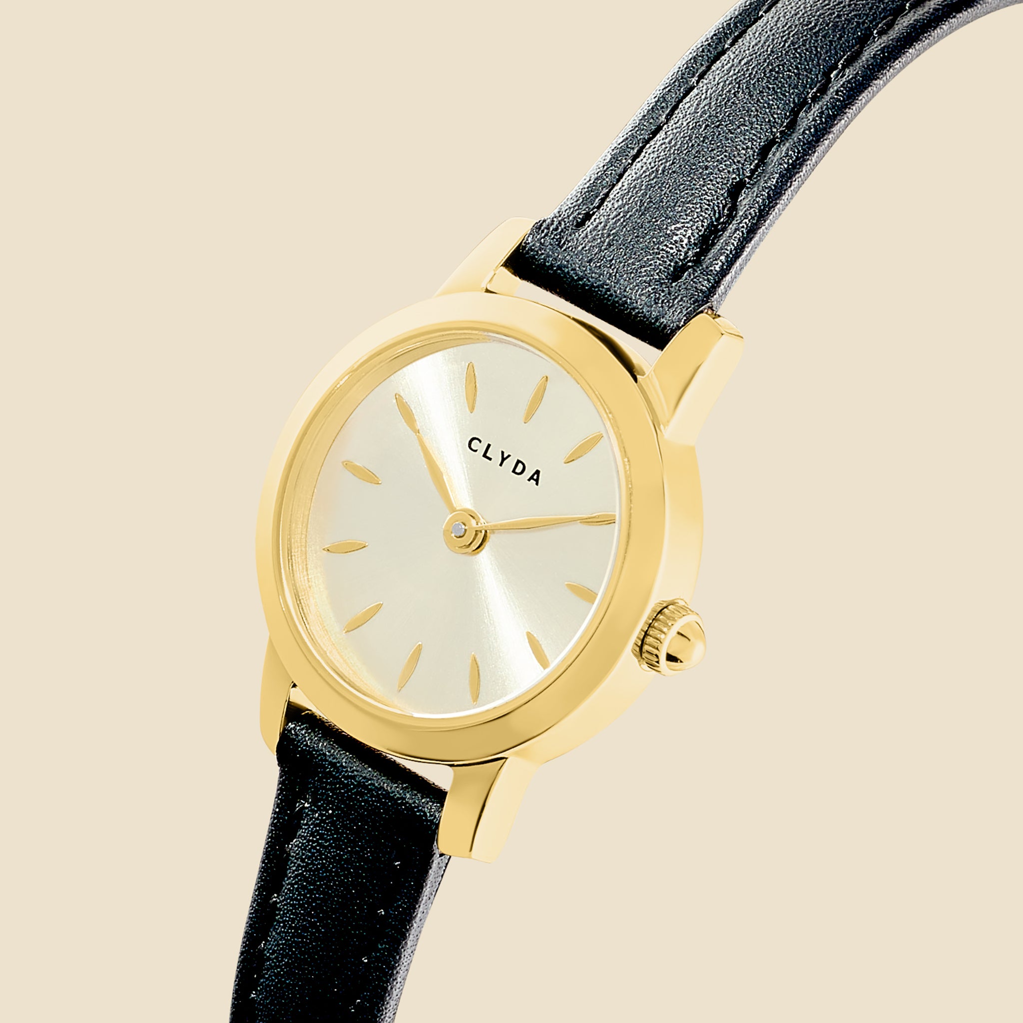 Montre Emma doré cuir noir