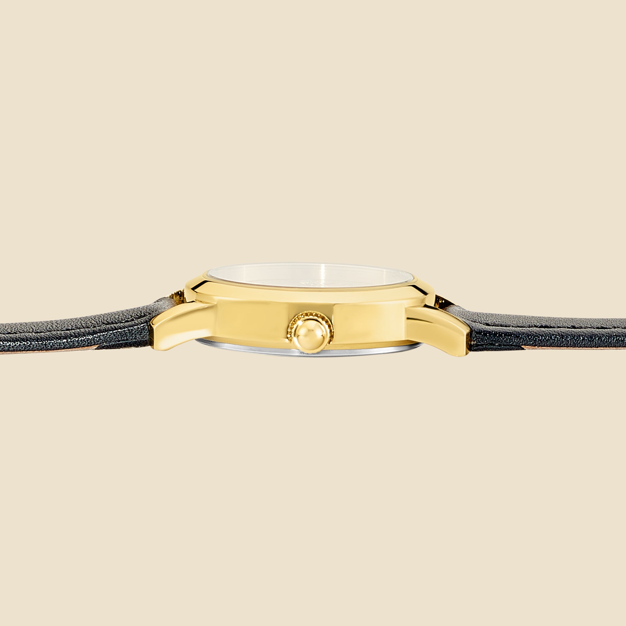 Montre Emma doré cuir noir
