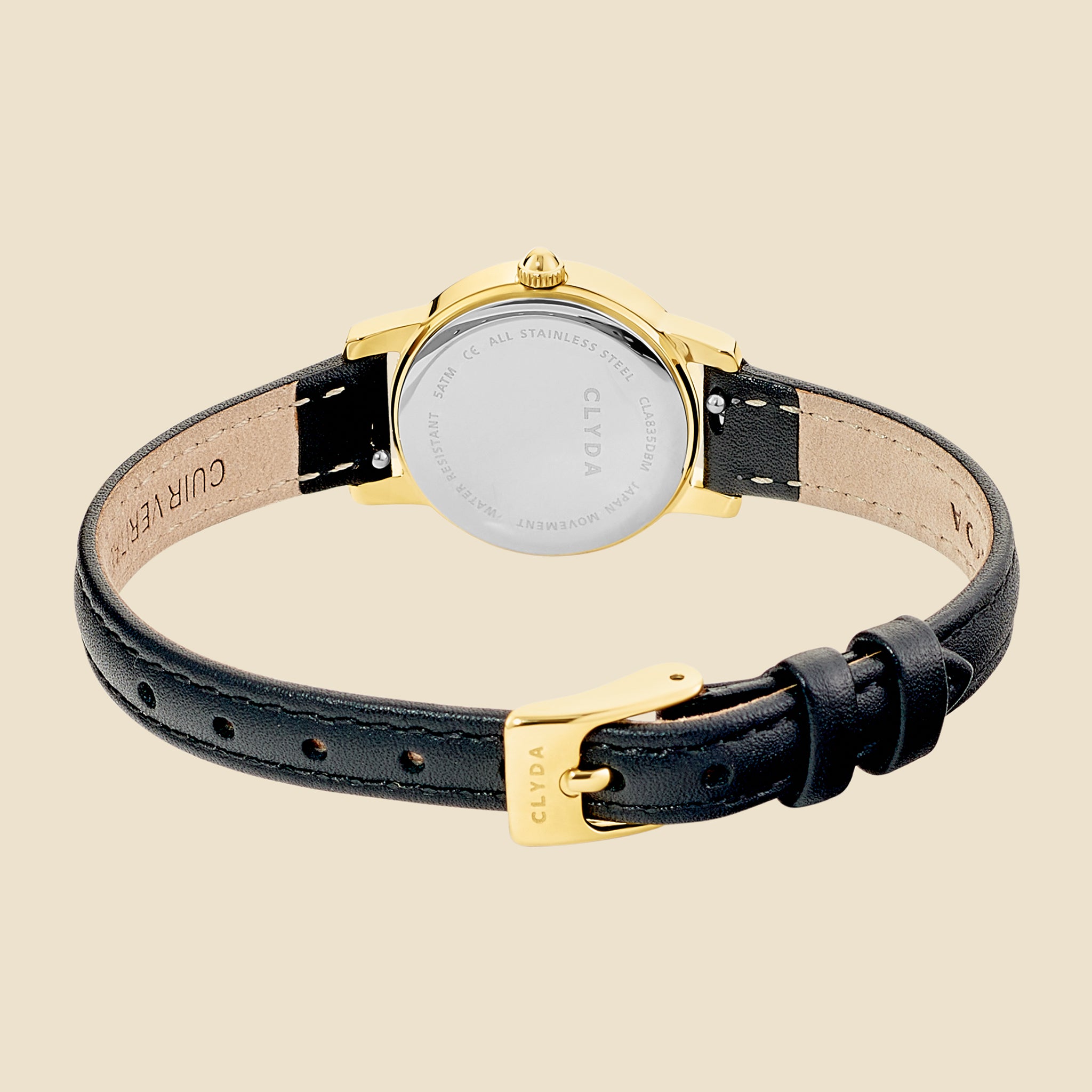 Montre Emma doré cuir noir