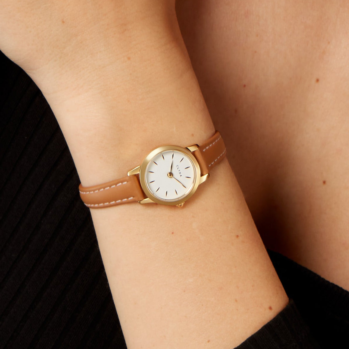 Emma gold brown leather watch