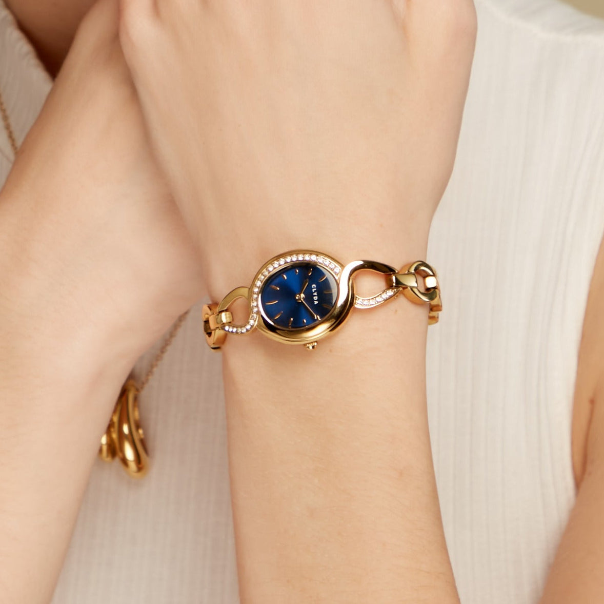 Montre dorée bleu – Sylvie