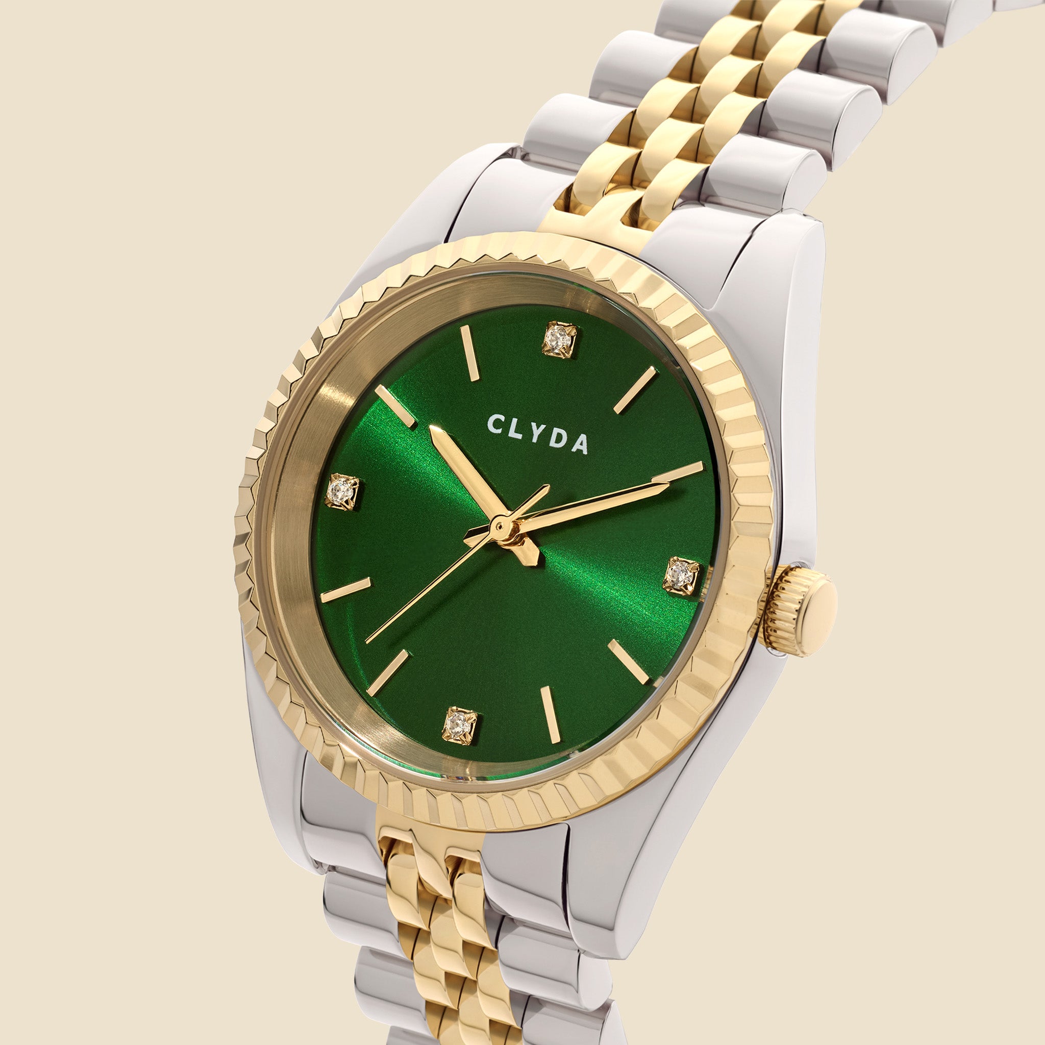 Montre bicolore cadran vert M - Lucie