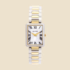 Montre bicolore cadran argenté - Léna