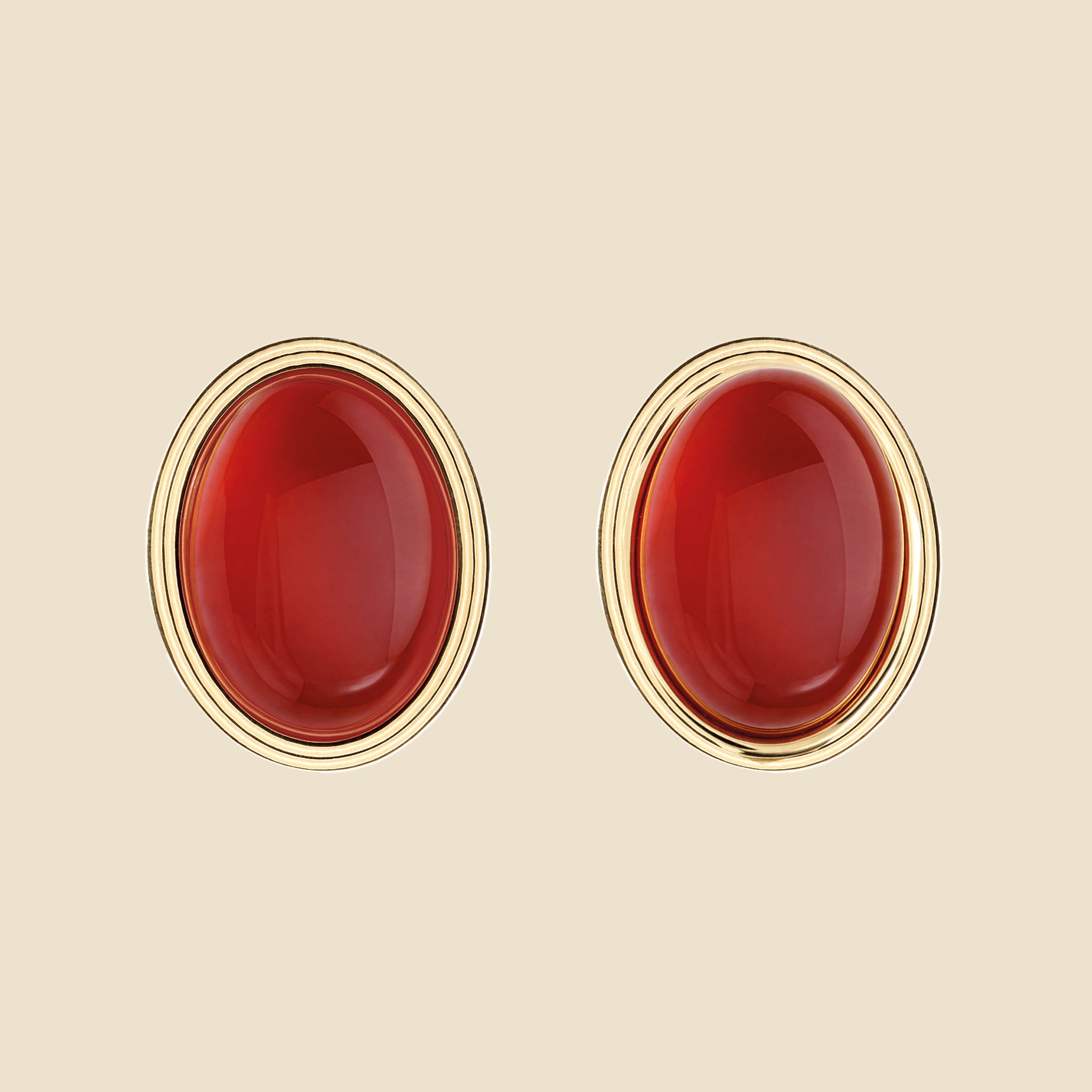 Boucles d'oreilles dorées agate rouge - Mémoire